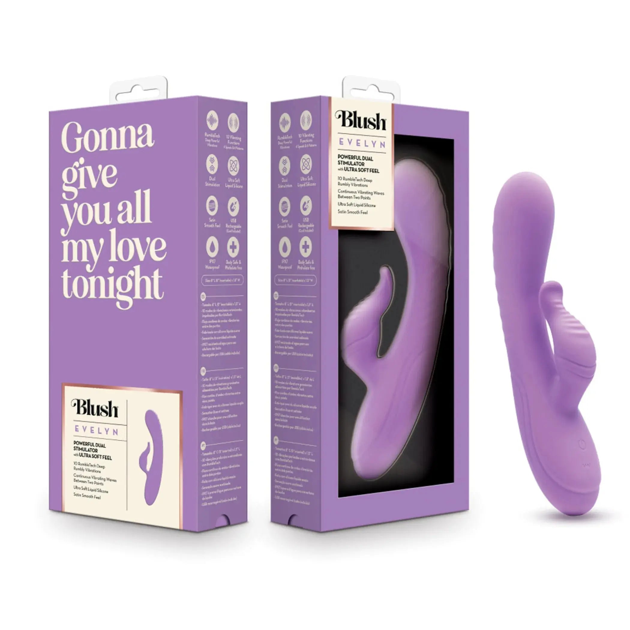 Blush Evelyn Purple Rabbit Vibrator Blush Novelties