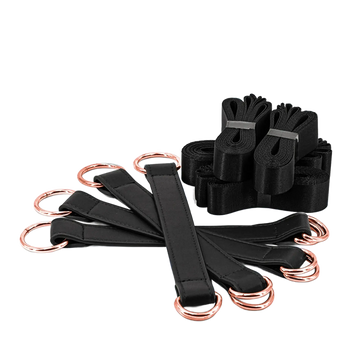 BONDAGE COUTURE TIE DOWN STRAPS BLACK W/ ROSE GOLD NS Novelties