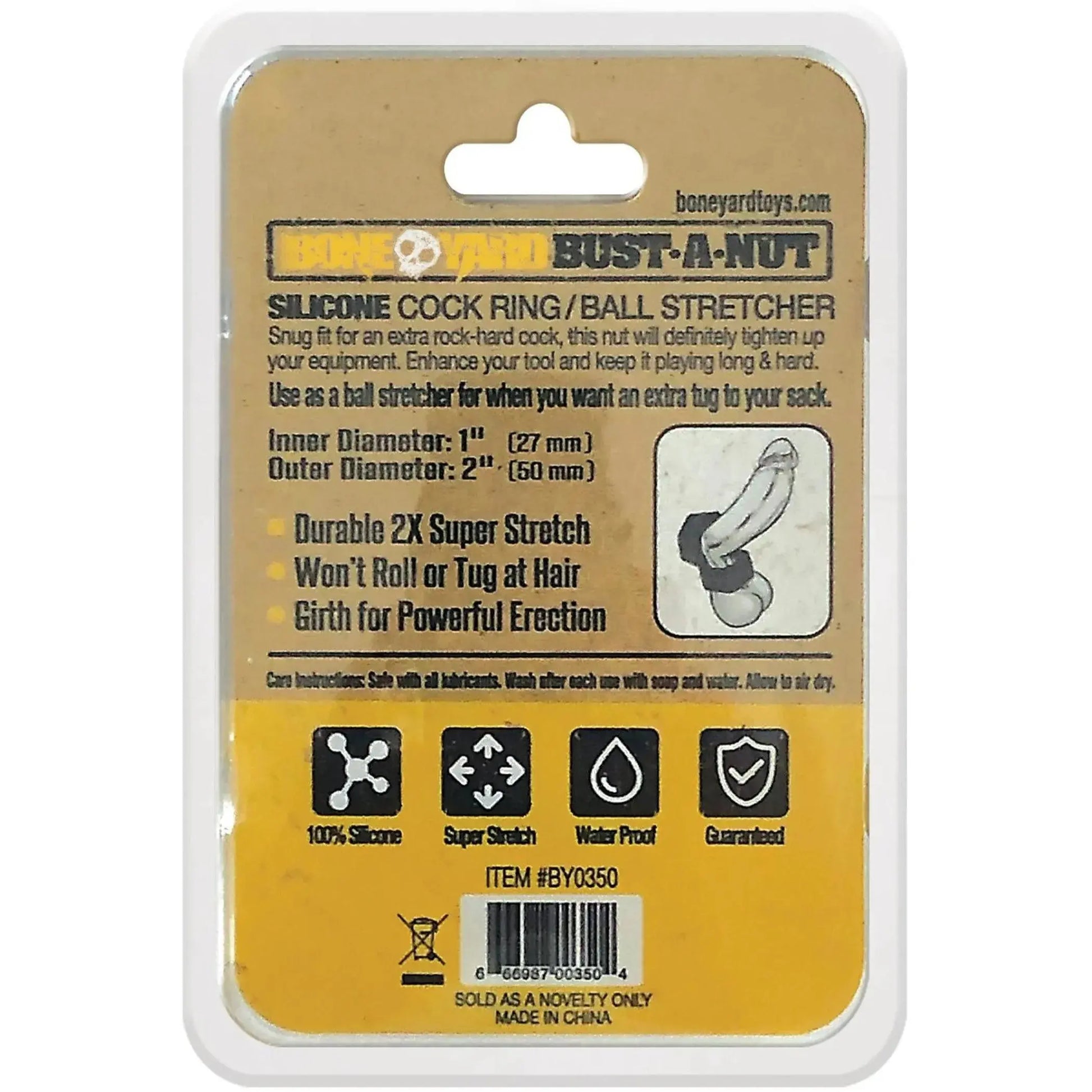 Boneyard Bust a Nut Cock Ring Black Rascal Toys