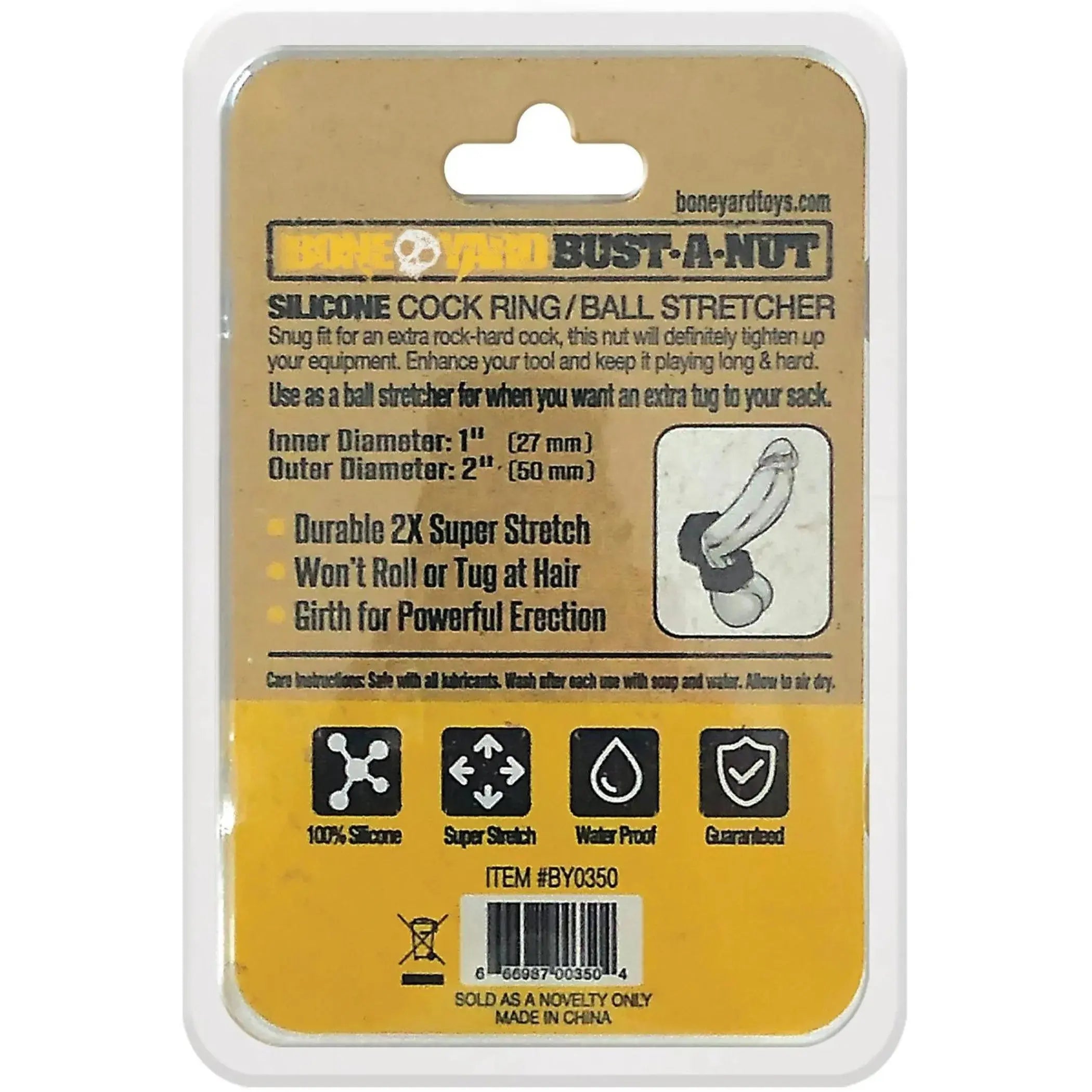 Boneyard Bust a Nut Cock Ring Black Rascal Toys