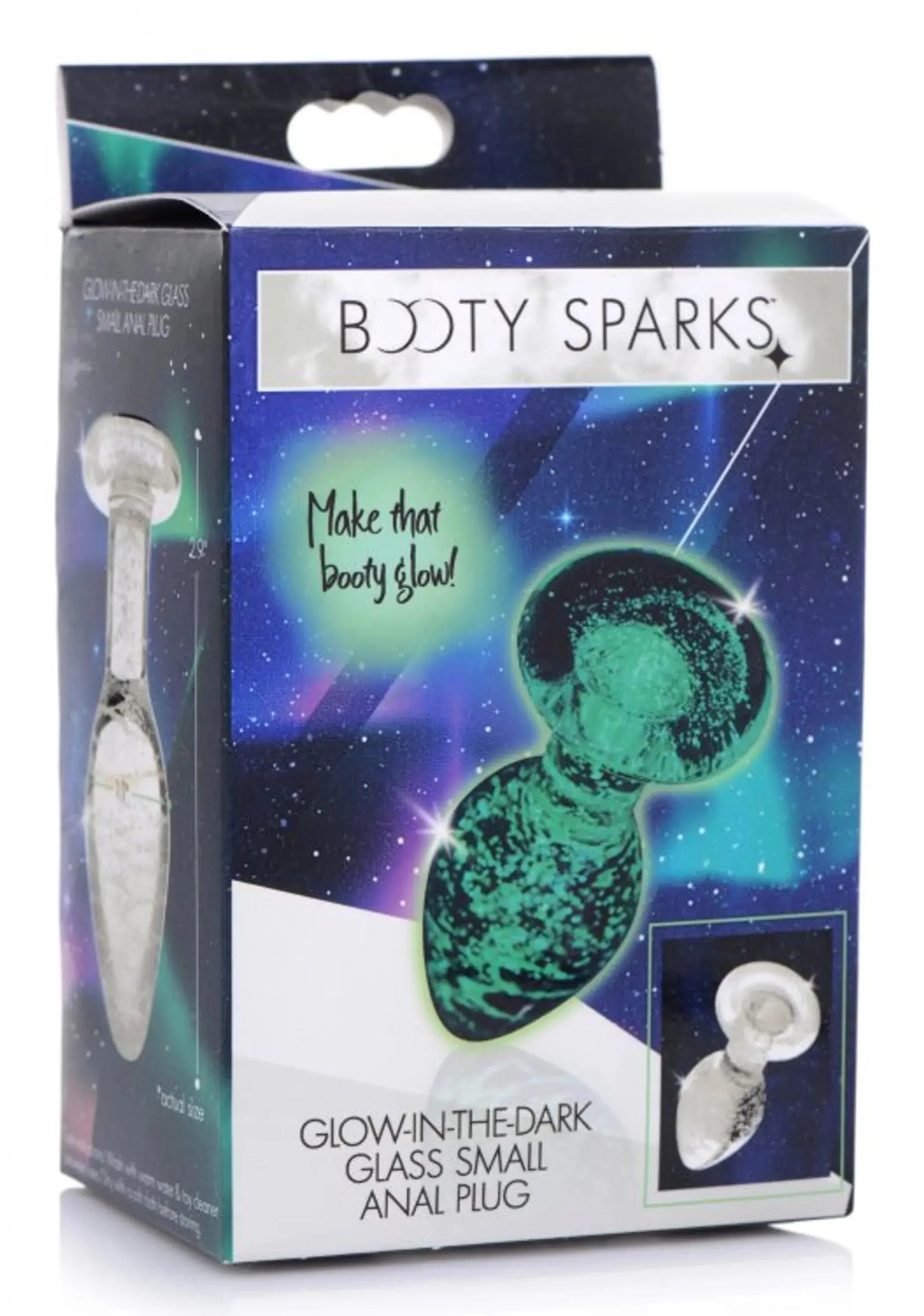 Booty Sparks Glow-In-The-Dark Glass Plug Small XR Brands