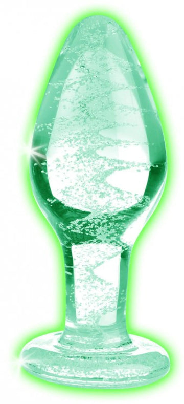 Booty Sparks Glow-in-the-Dark Glass Anal Plug Medium XR Brands