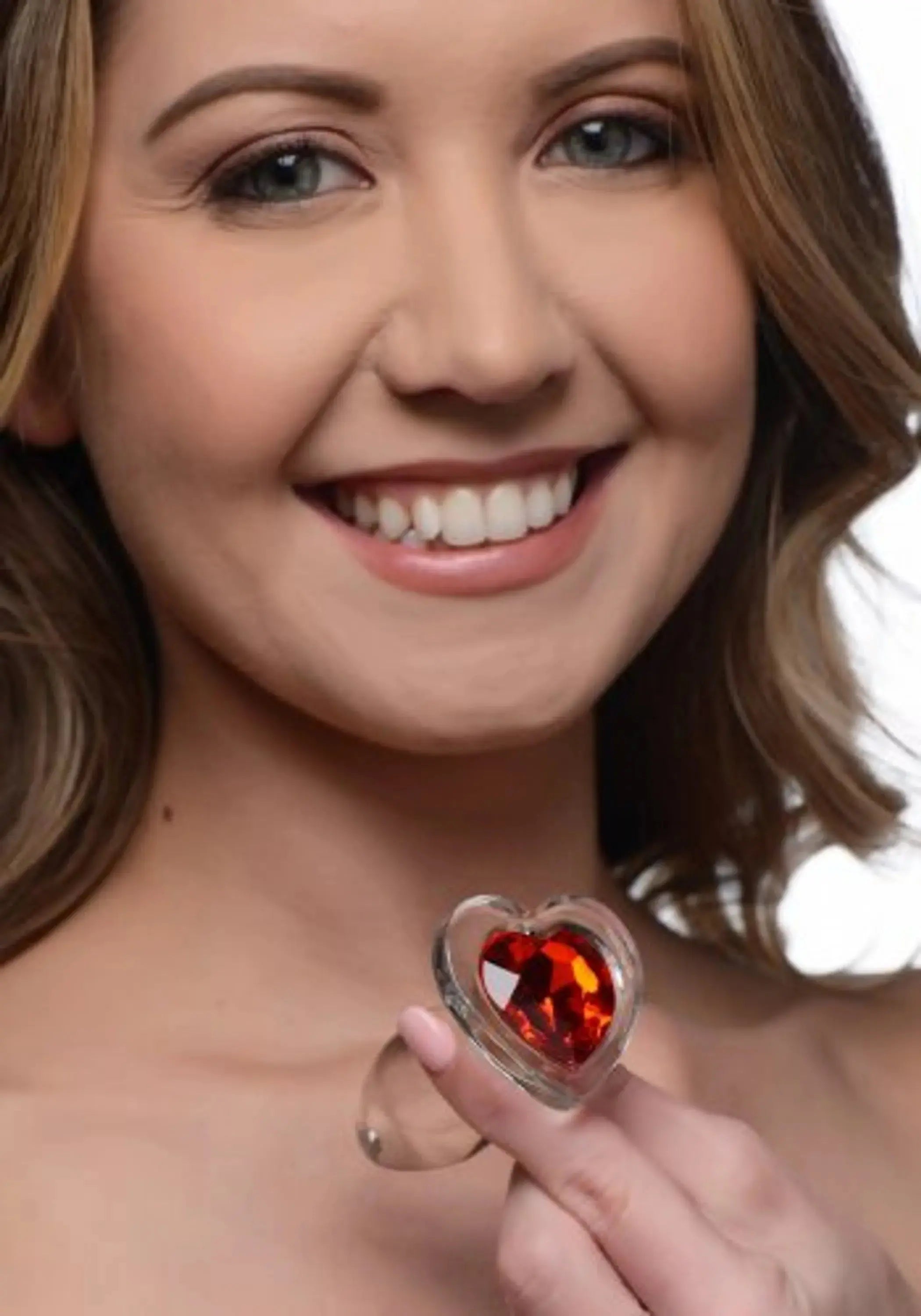 Booty Sparks Red Heart Glass Anal Plug Small XR Brands