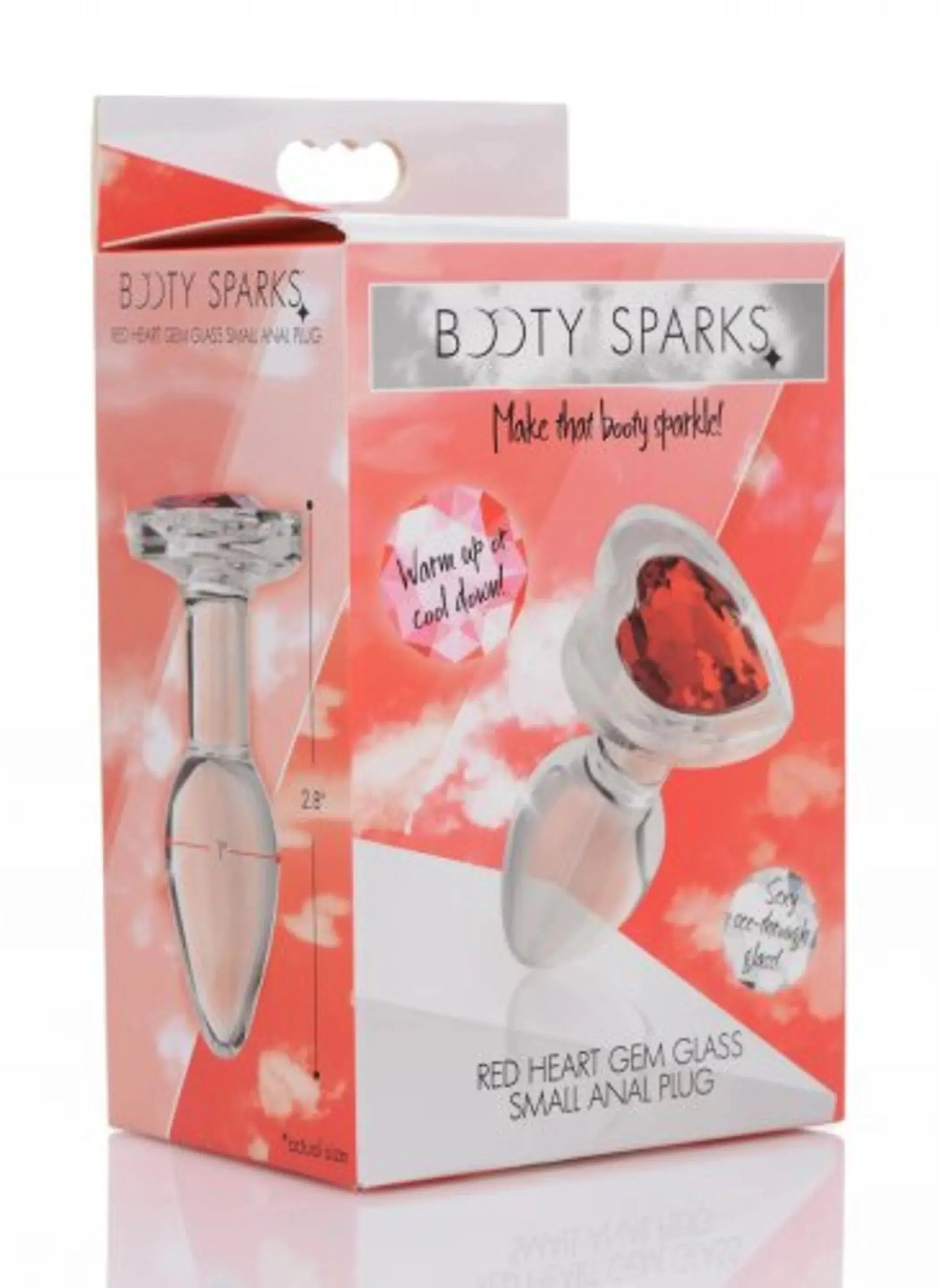 Booty Sparks Red Heart Glass Anal Plug Small XR Brands