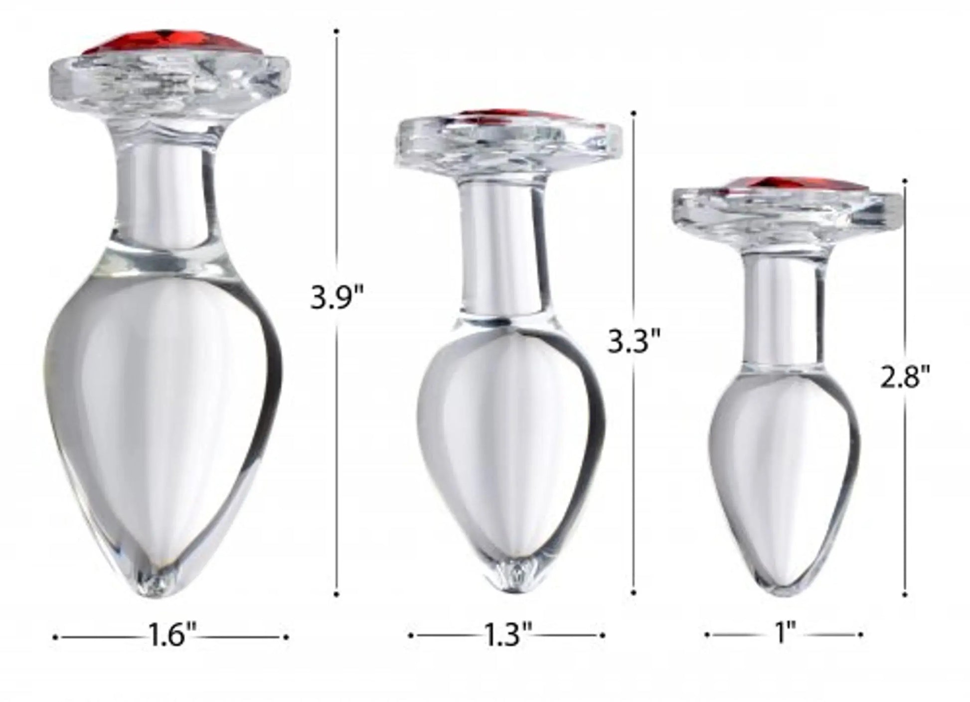 Booty Sparks Red Heart Glass Plug Set XR Brands