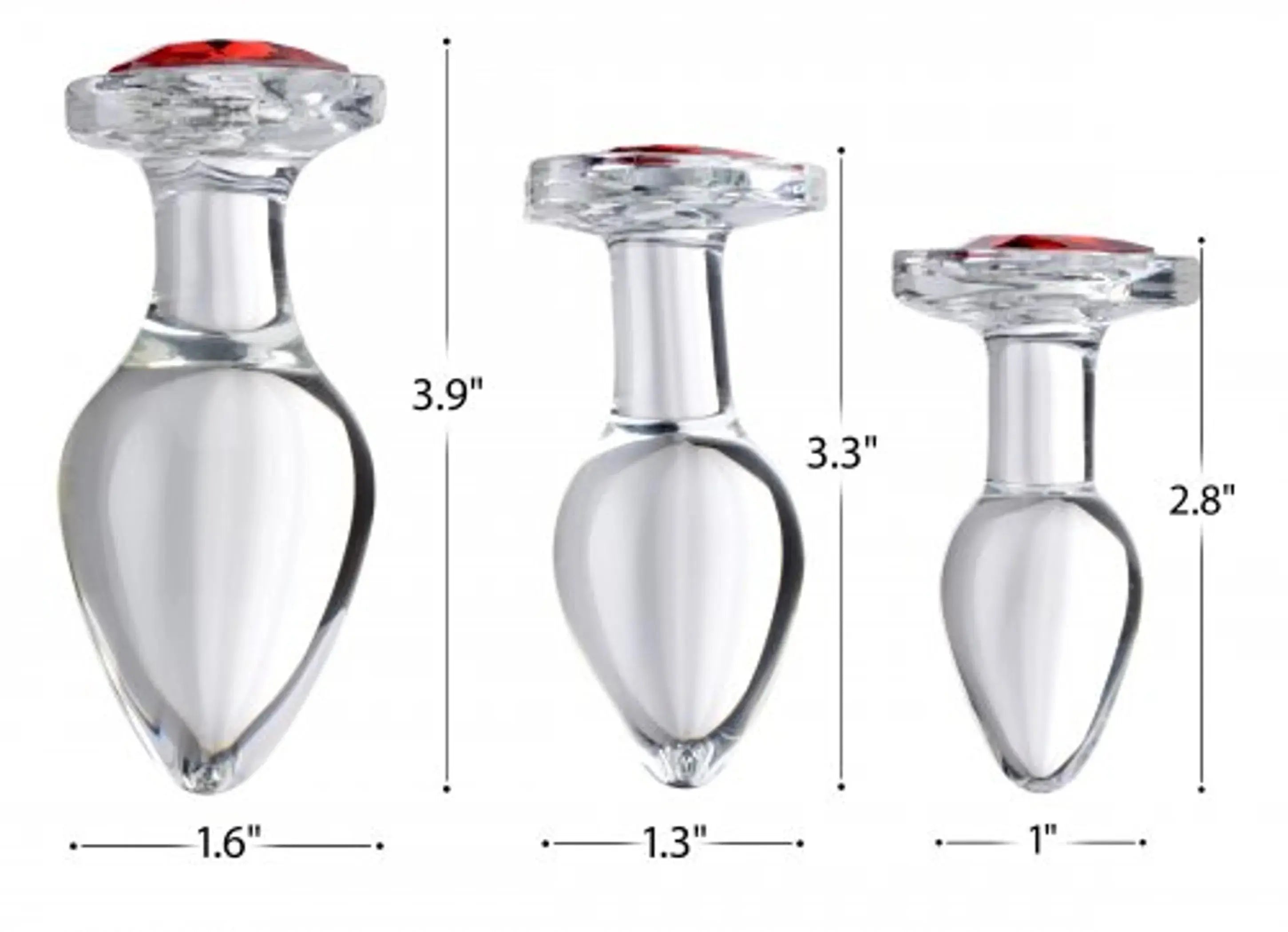 Booty Sparks Red Heart Glass Plug Set XR Brands