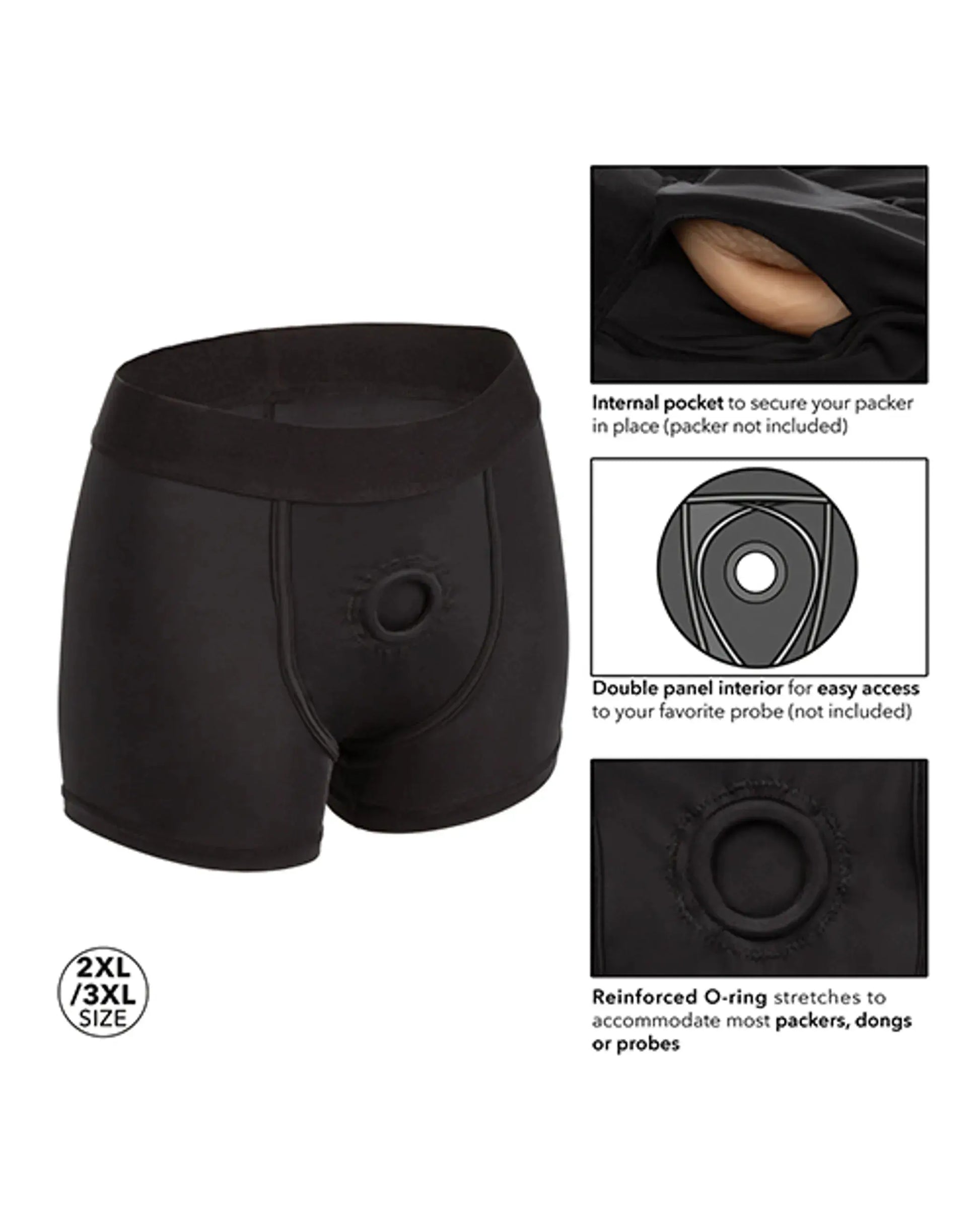 Boundless Boxer Brief 2XL/3XL Harness Black California Exotic Novelties