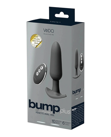 VEDO BUMP PLUS RECHARGEABLE REMOTE CONTROL ANAL VIBE JUST BLACK Vedo