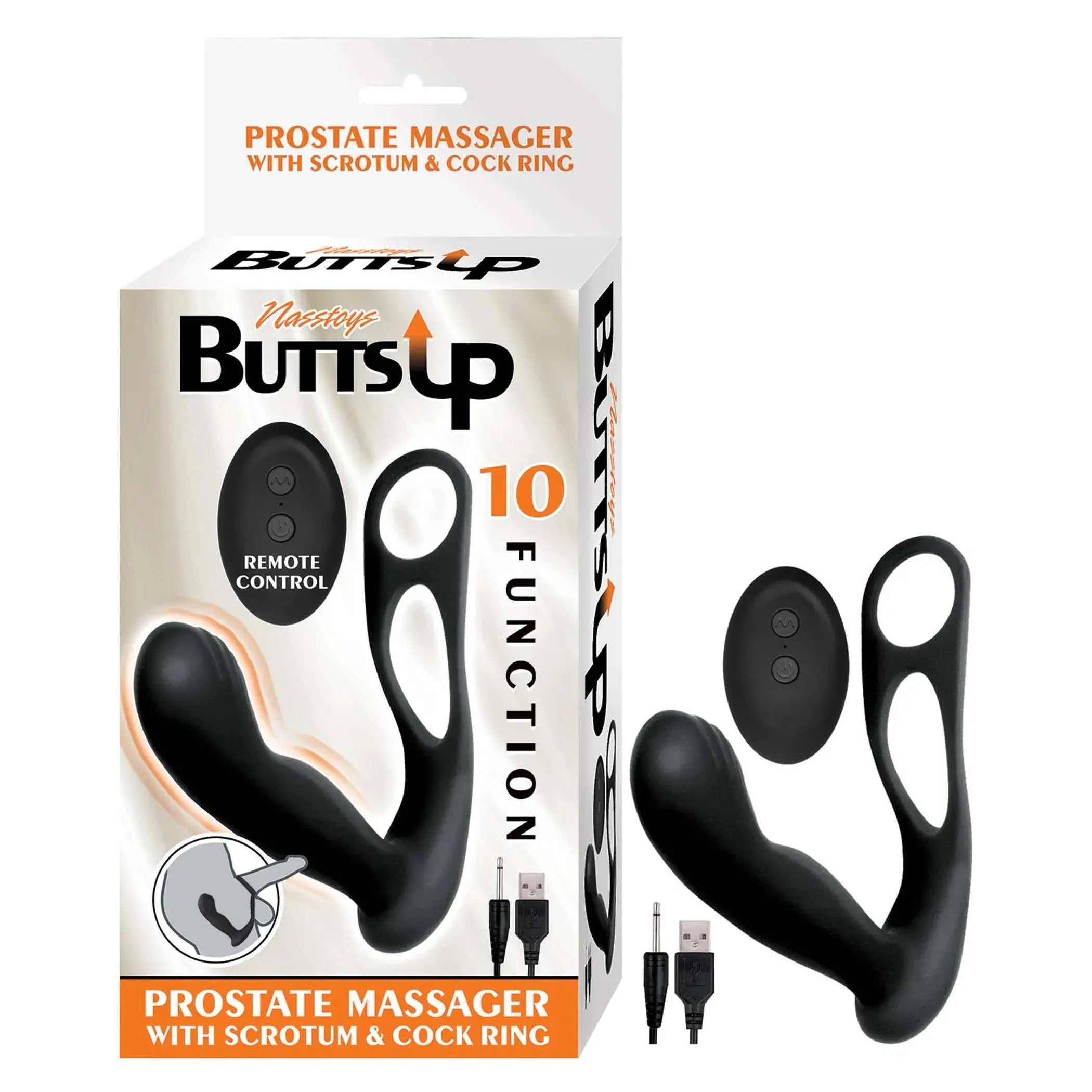 Butts Up Prostate Massager with Scrotum and Cock Ring Nasstoys