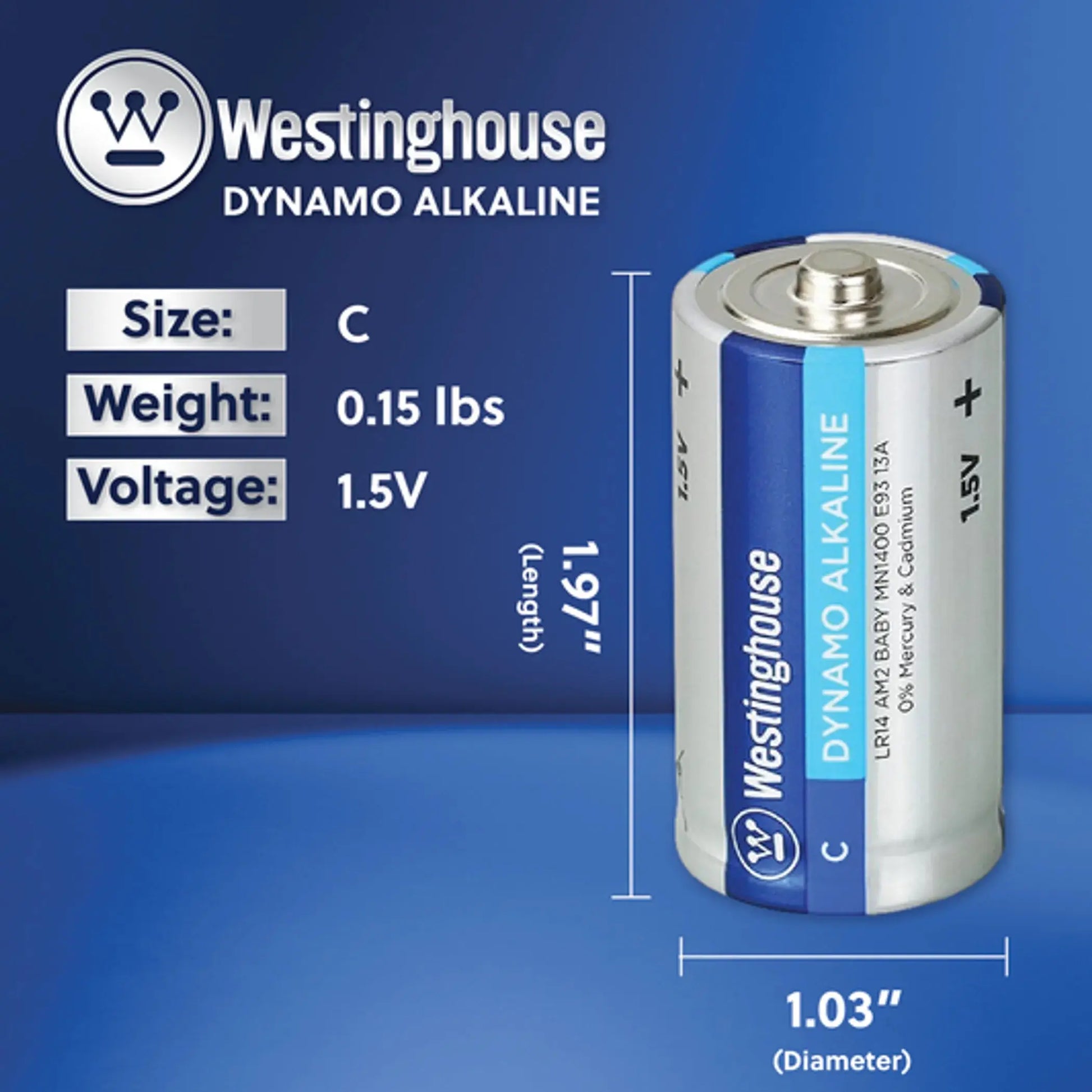 C 1.5V Alkaline Battery Pack (12 Count) Westinghouse