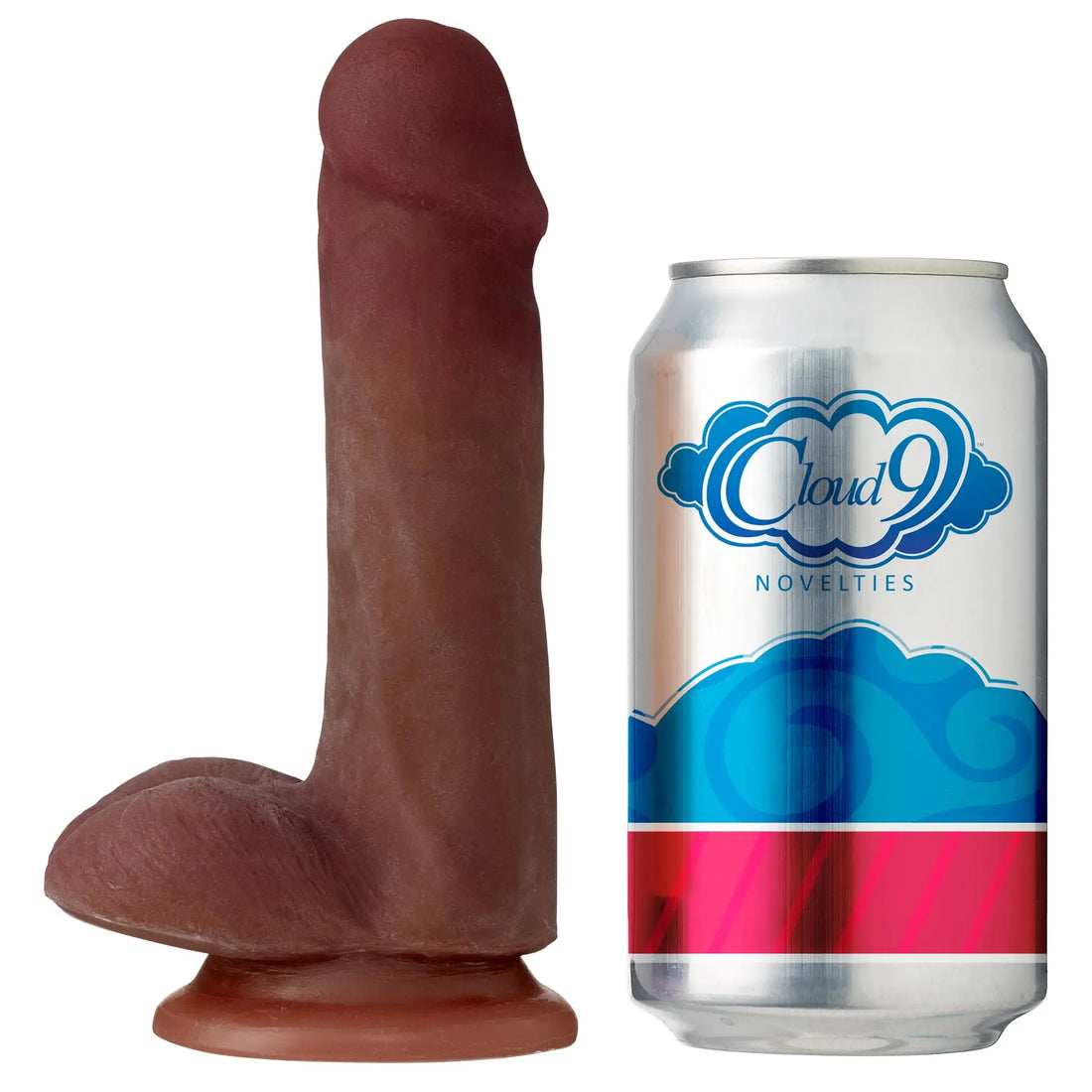 CLOUD 9 DUAL DENSITY DILDO TOUCH 6IN W/ BALLS BROWN Cloud 9 Novelties