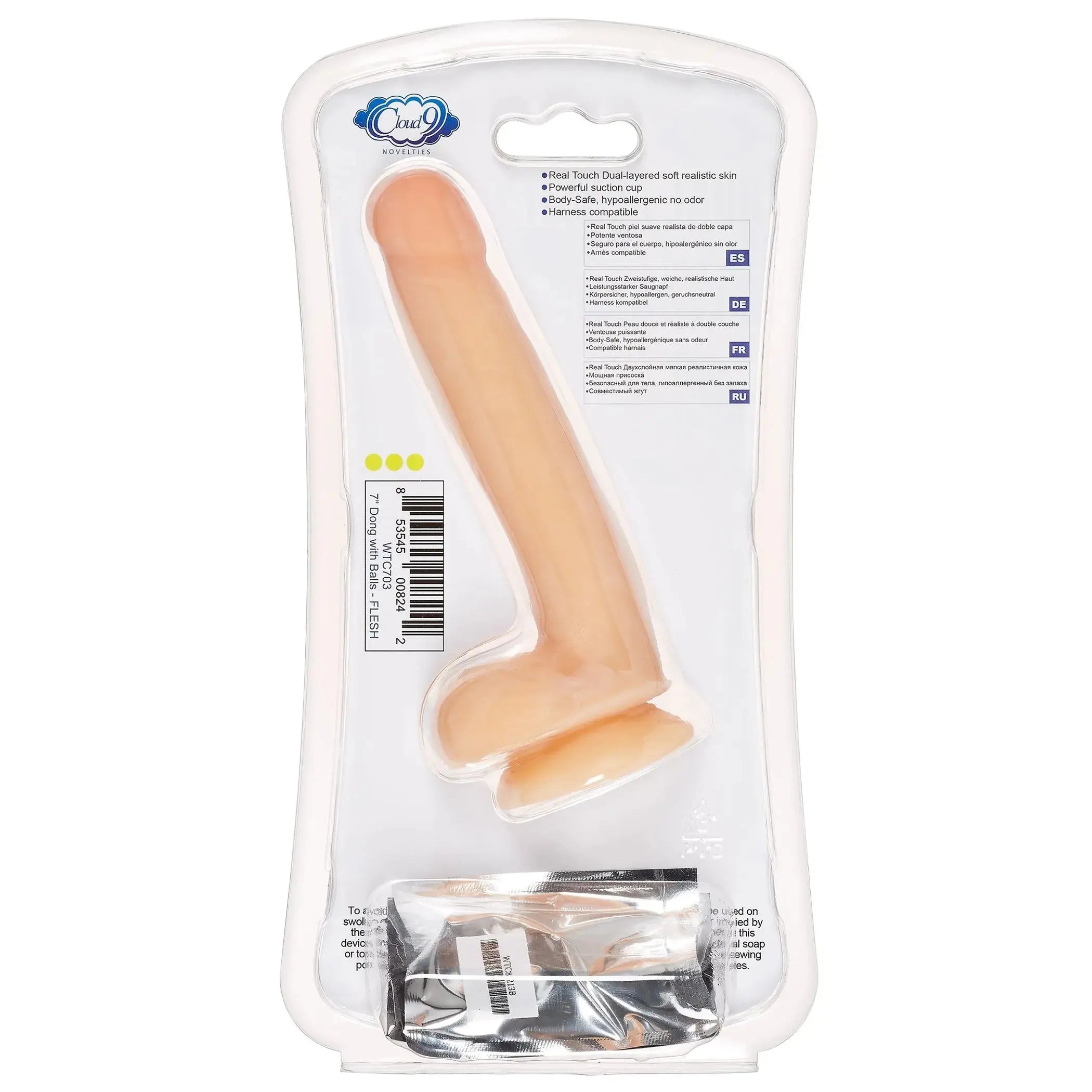CLOUD 9 DUAL DENSITY DILDO TOUCH 7IN W/ BALLS LIGHT Cloud 9 Novelties