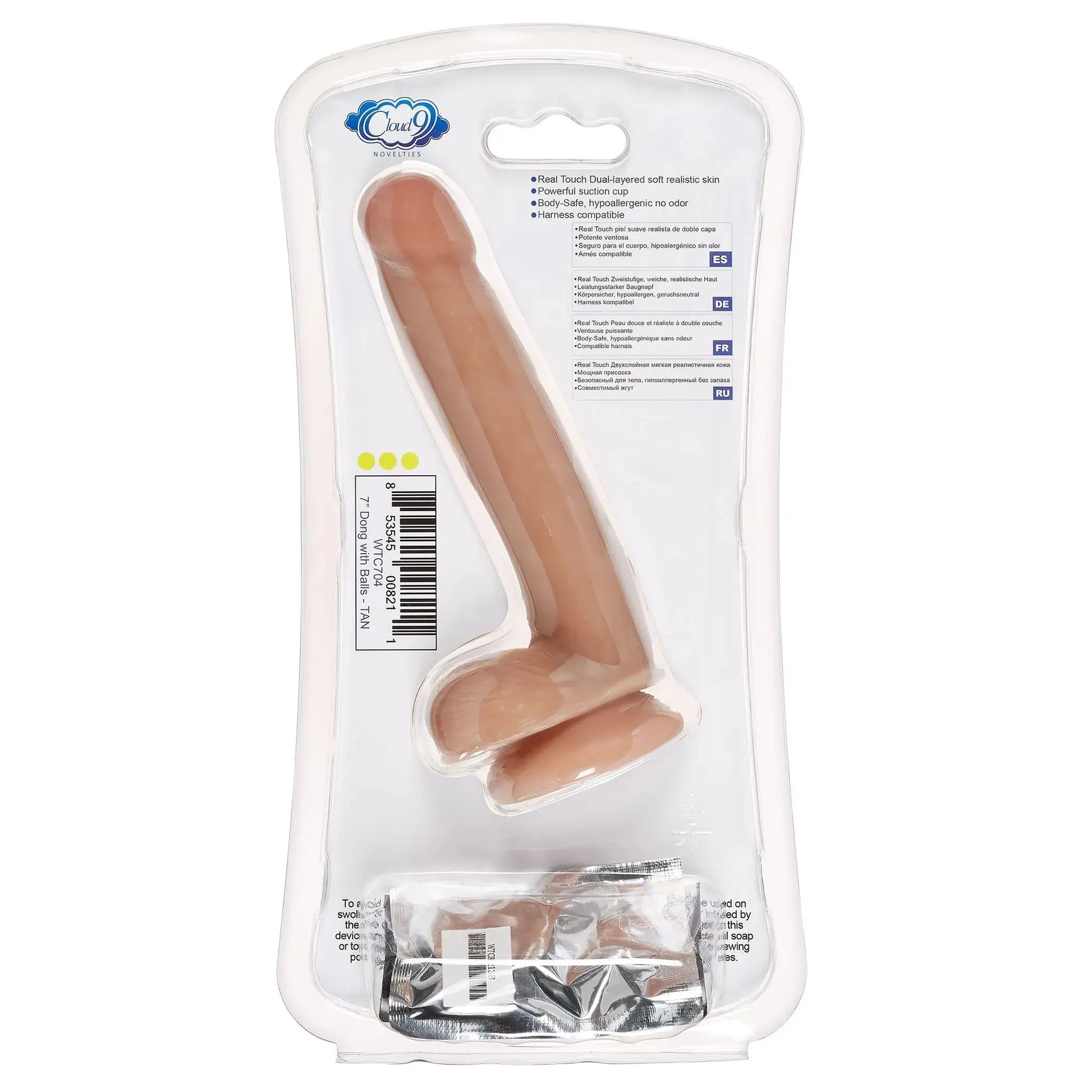 CLOUD 9 DUAL DENSITY DILDO TOUCH 7IN W/ BALLS TAN/ MOCHA Cloud 9 Novelties