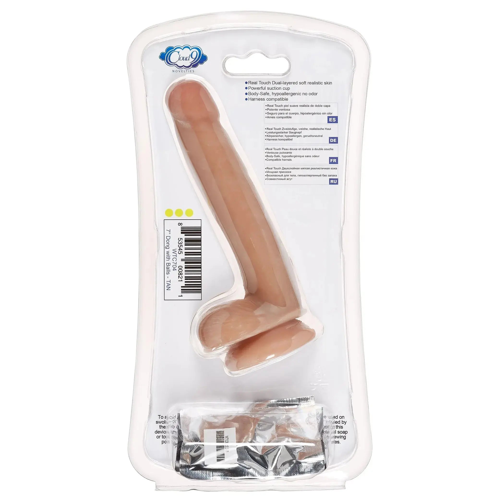 CLOUD 9 DUAL DENSITY DILDO TOUCH 7IN W/ BALLS TAN/ MOCHA Cloud 9 Novelties