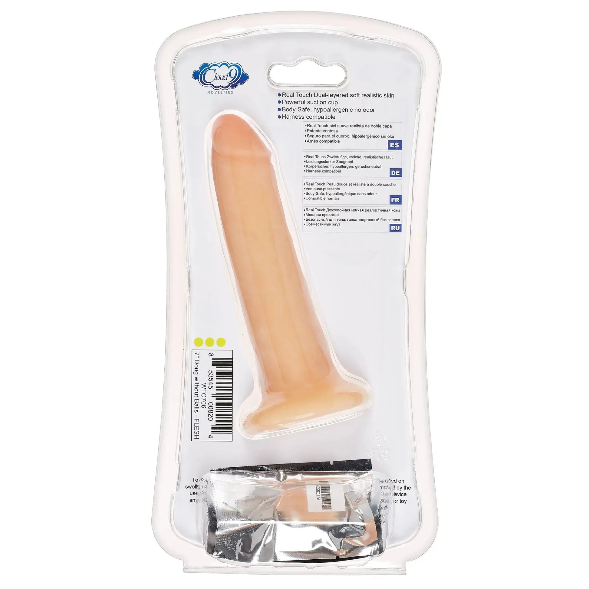 CLOUD 9 DUAL DENSITY DILDO TOUCH 7IN W/ NO BALLS LIGHT Cloud 9 Novelties