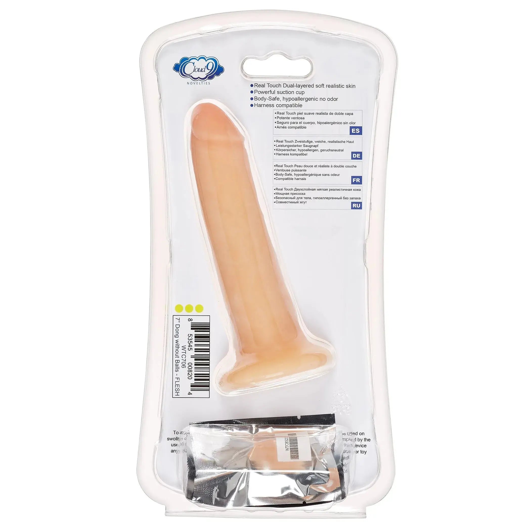 CLOUD 9 DUAL DENSITY DILDO TOUCH 7IN W/ NO BALLS LIGHT Cloud 9 Novelties
