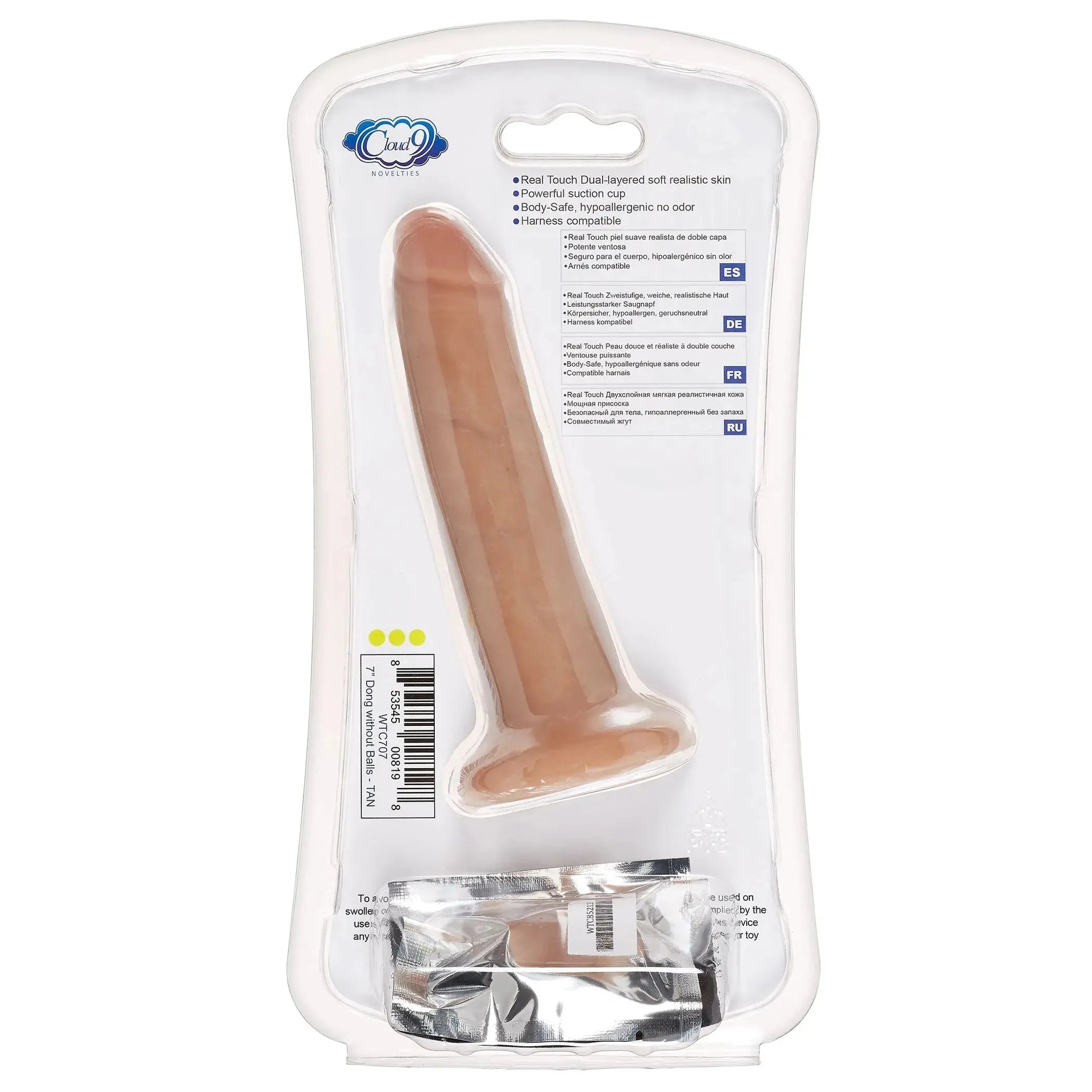 CLOUD 9 DUAL DENSITY DILDO TOUCH 7IN W/ NO BALLS TAN/ MOCHA Cloud 9 Novelties