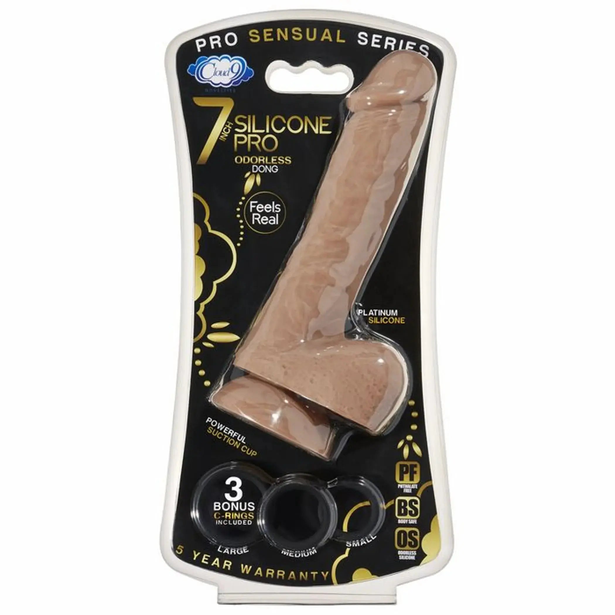 CLOUD 9 PRO SENSUAL 7 PREMIUM SILICONE DONG W/ C RINGS TAN " Cloud 9 Novelties
