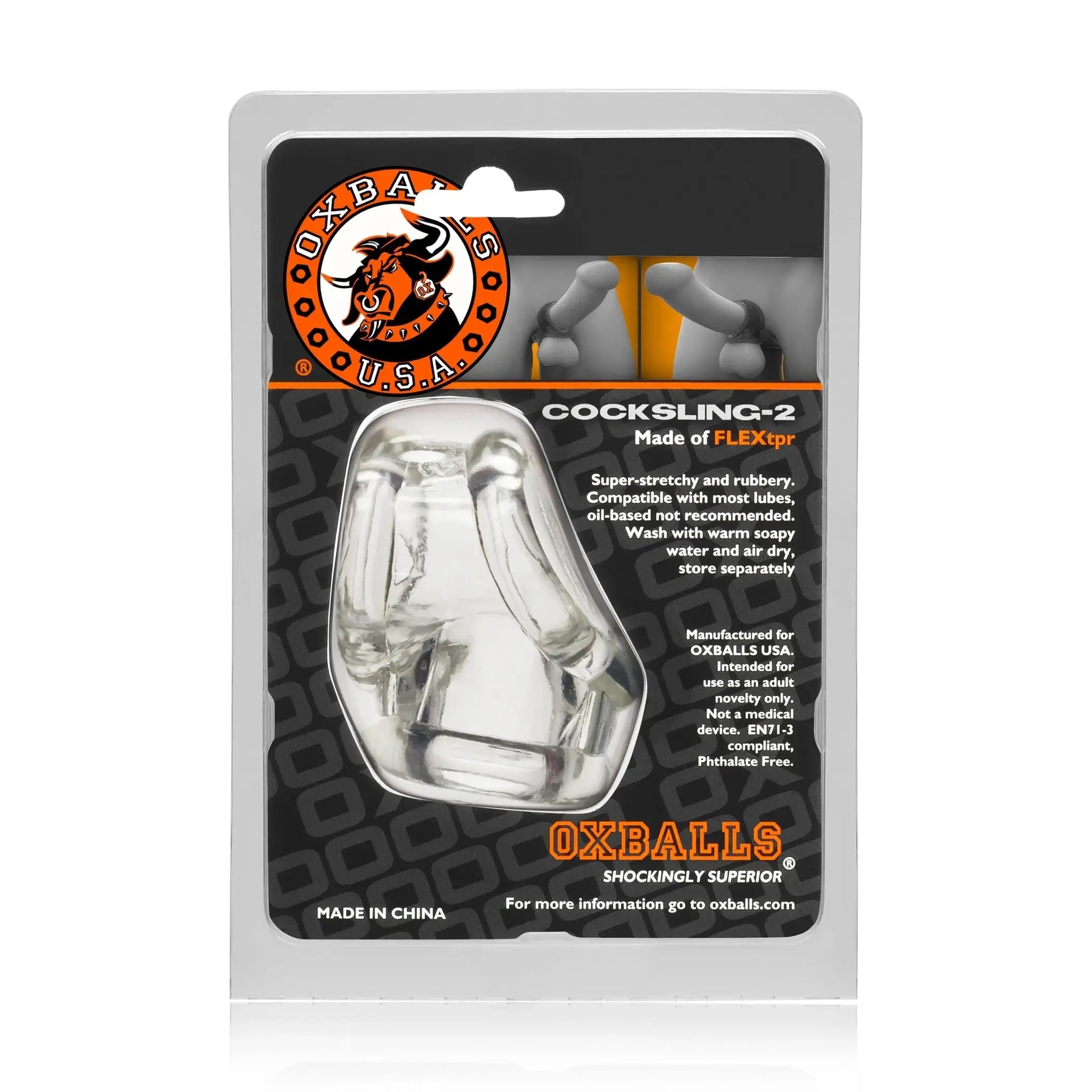 COCKSLING 2 COCK & BALL SLING OXBALLS CLEAR (NET) OXBALLS