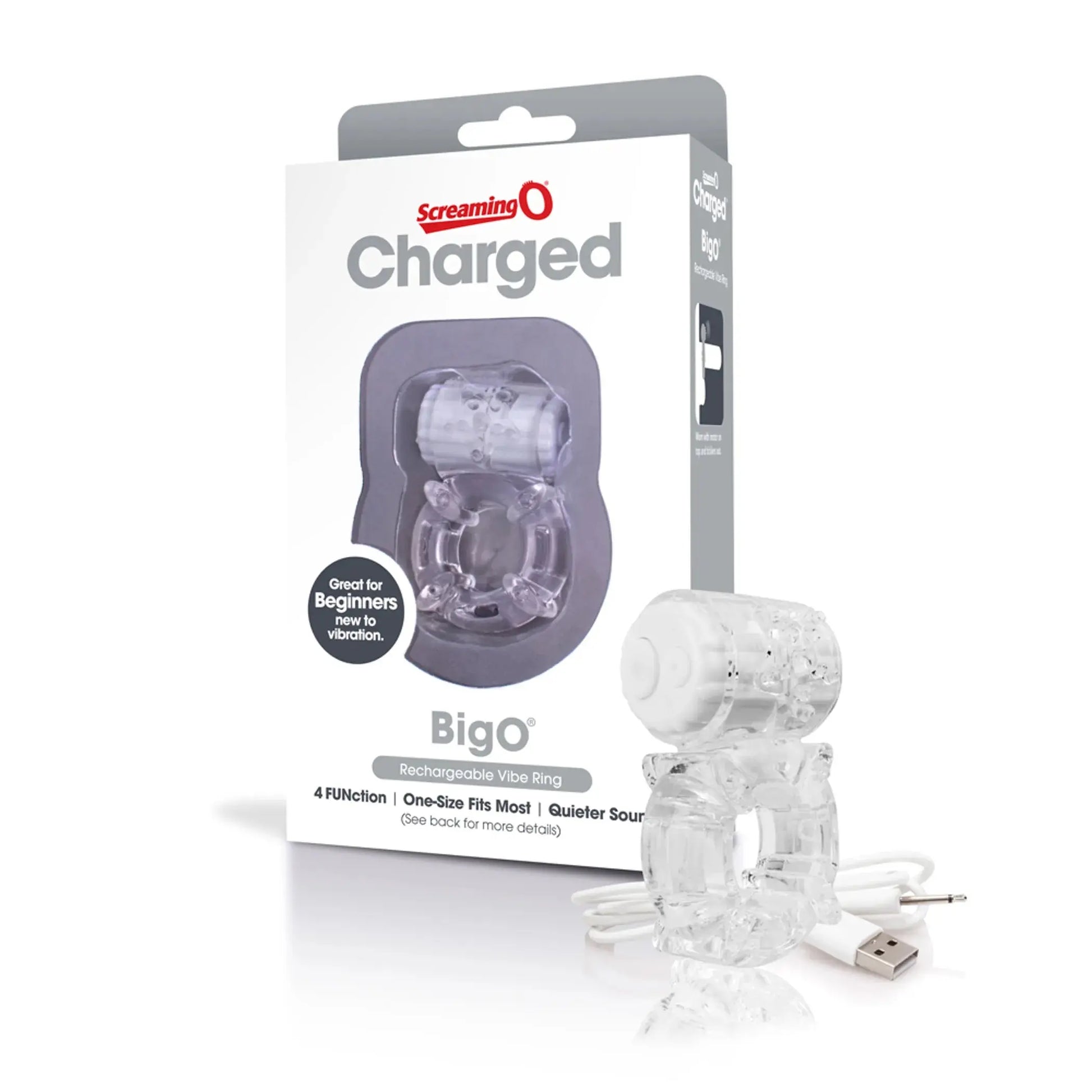 Charged Big O Clear Cock Ring Screaming O
