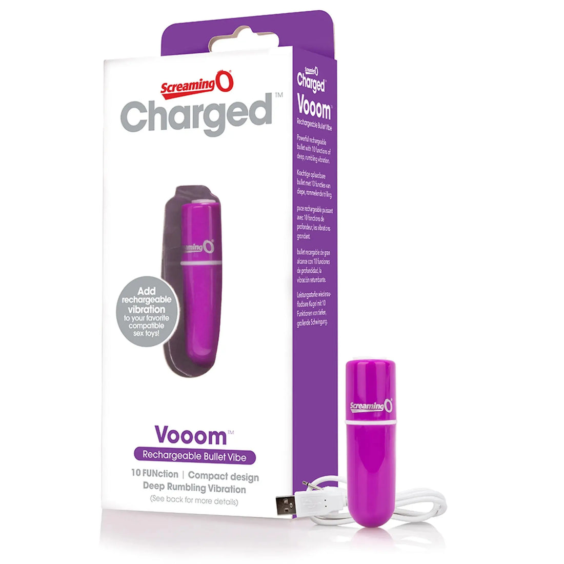 Charged Vooom Rechargeable Bullet Vibe Purple Screaming O