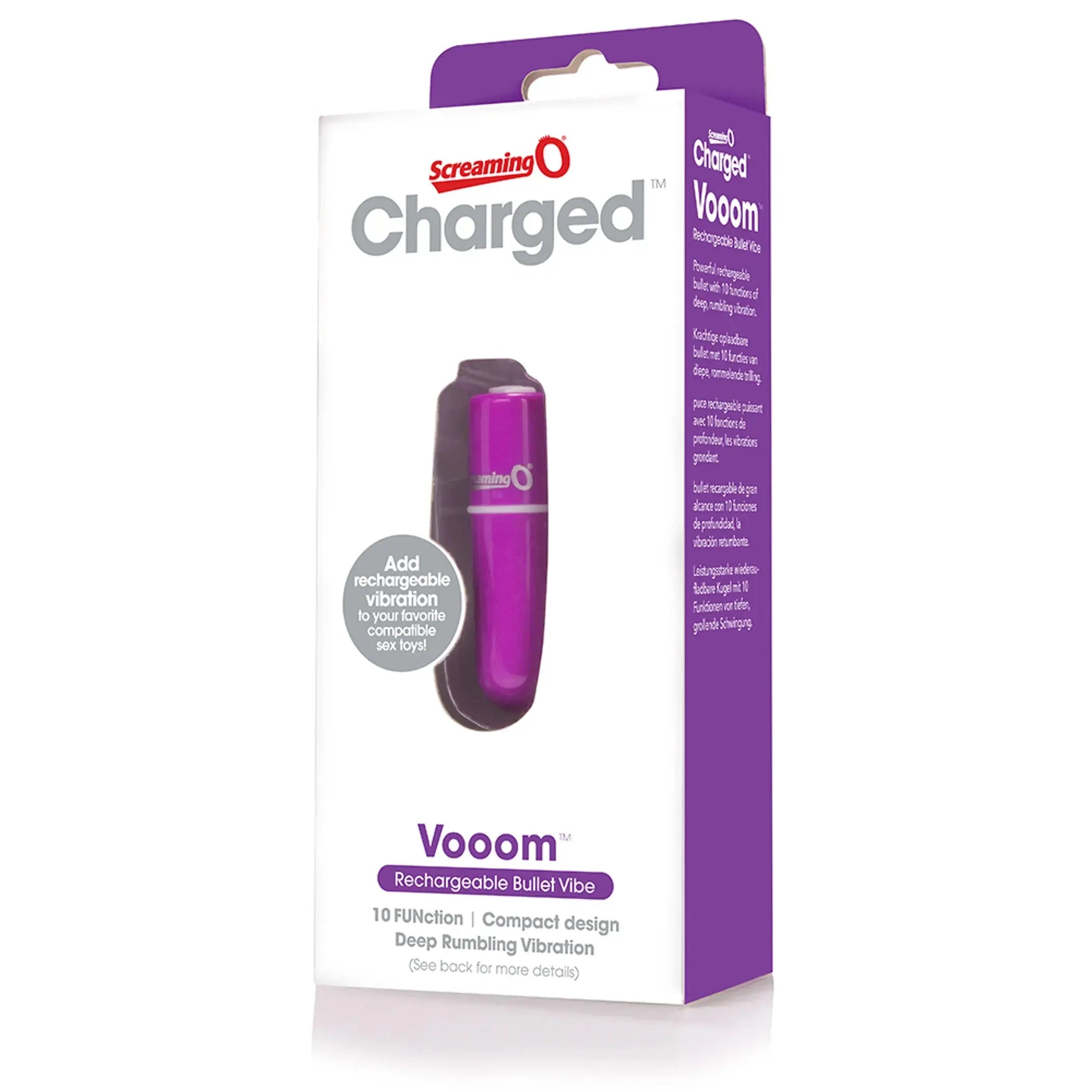 Charged Vooom Rechargeable Bullet Vibe Purple Screaming O