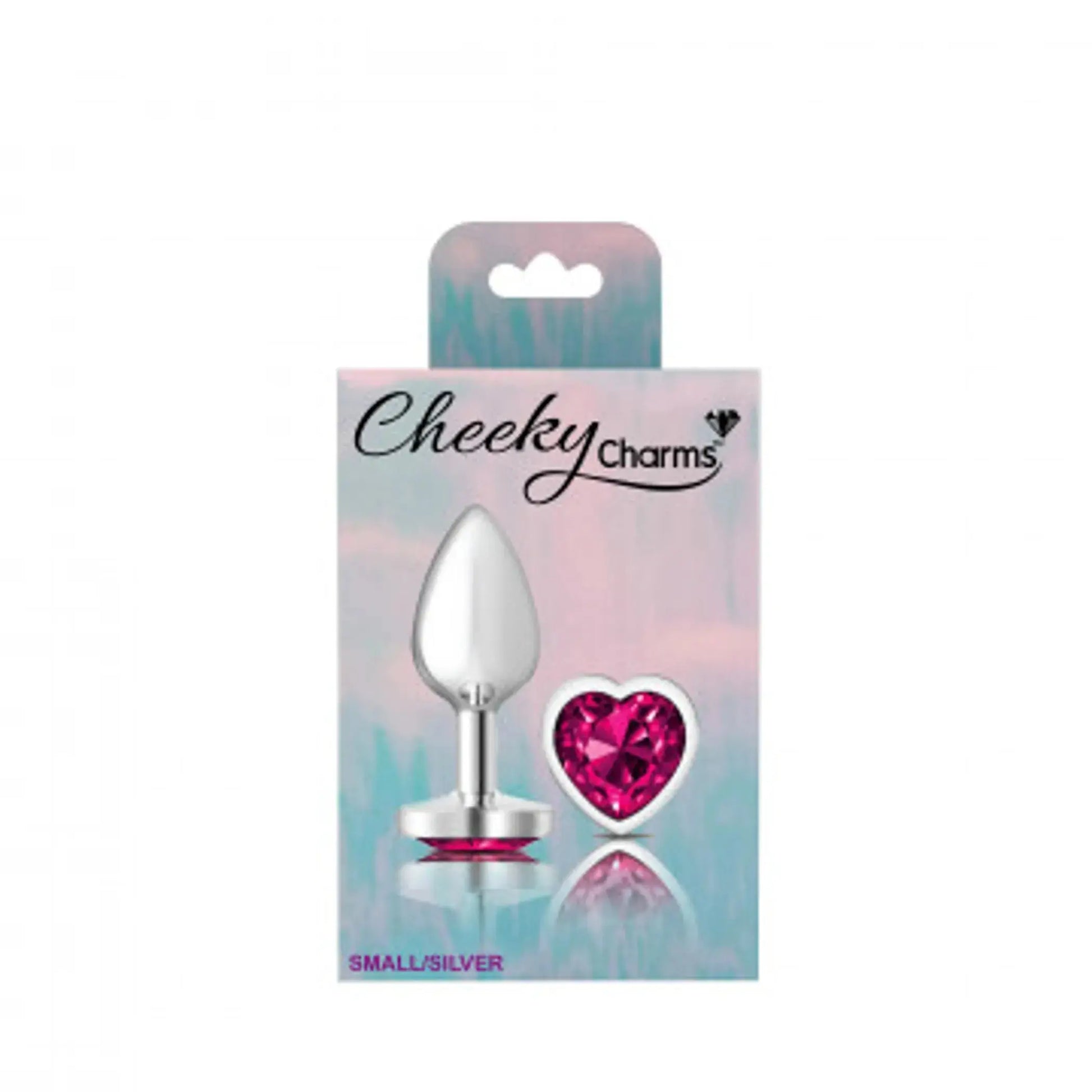 Cheeky Charms Heart Bright Pink Small Silver Plug Viben
