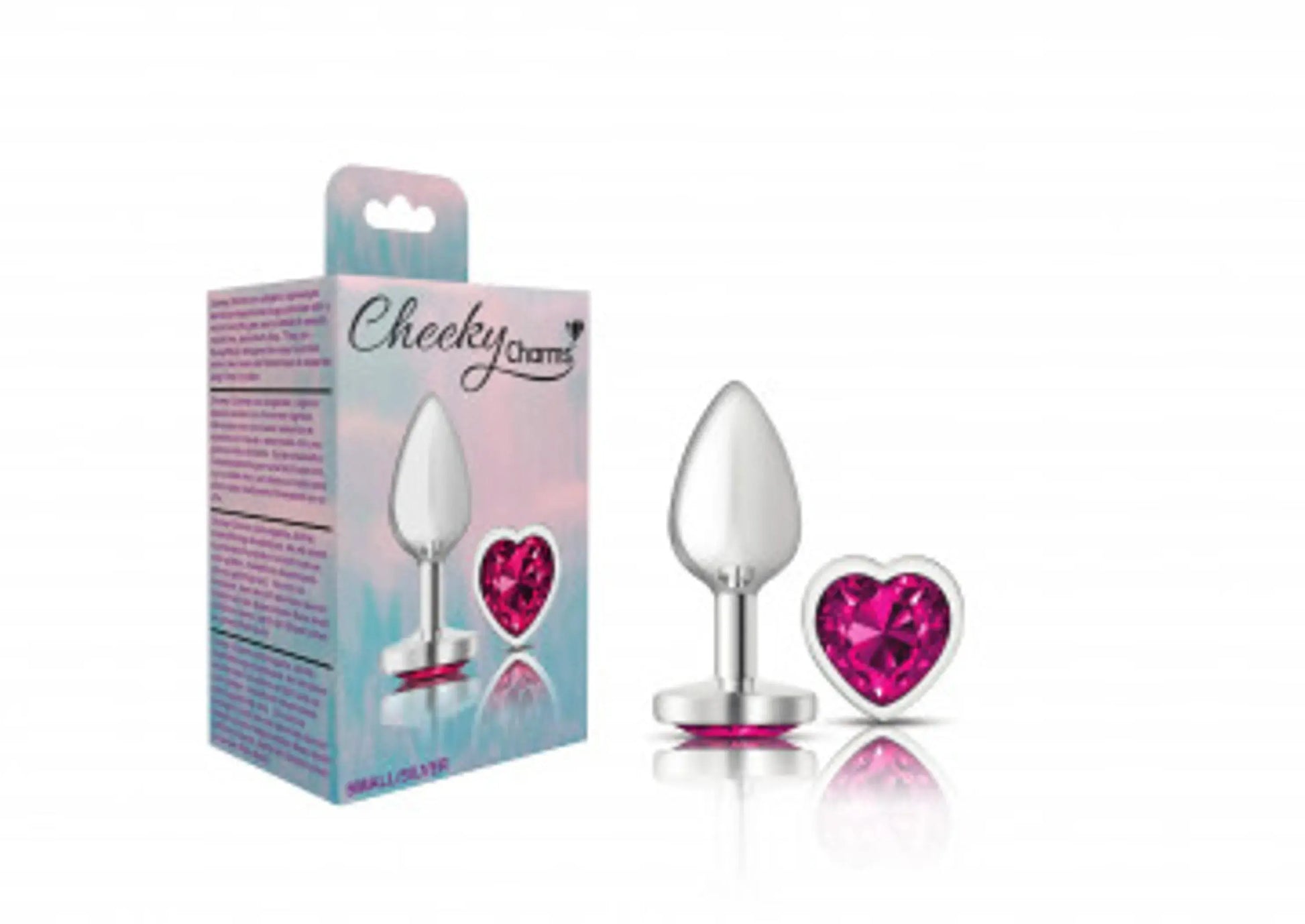 Cheeky Charms Heart Bright Pink Small Silver Plug Viben