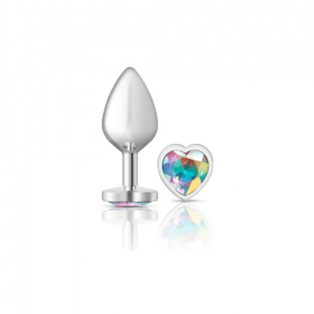 Cheeky Charms Heart Clear Iridescent Medium Silver Plug Viben