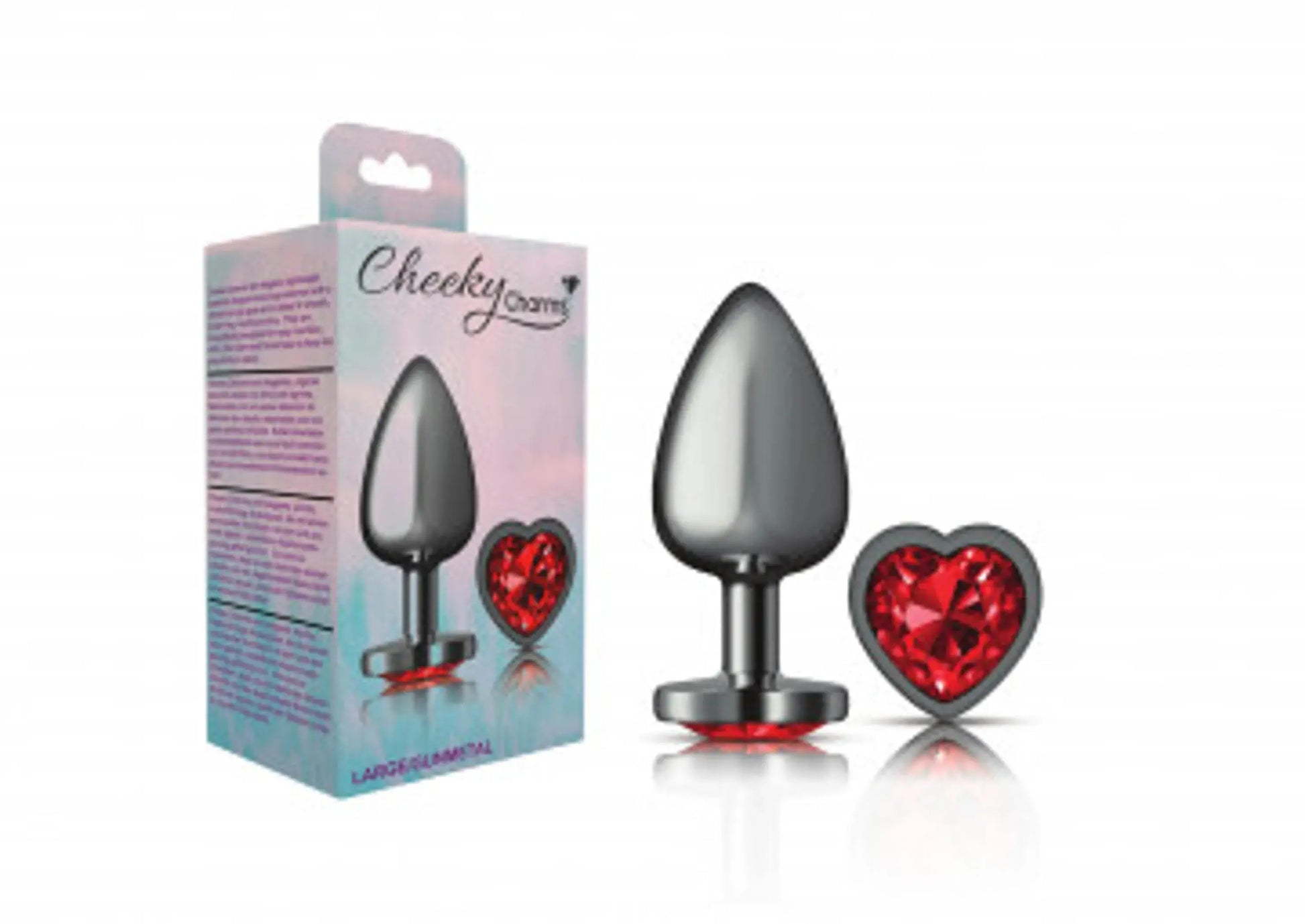 Cheeky Charms Heart Deep Red Large Gunmetal Butt Plug Viben