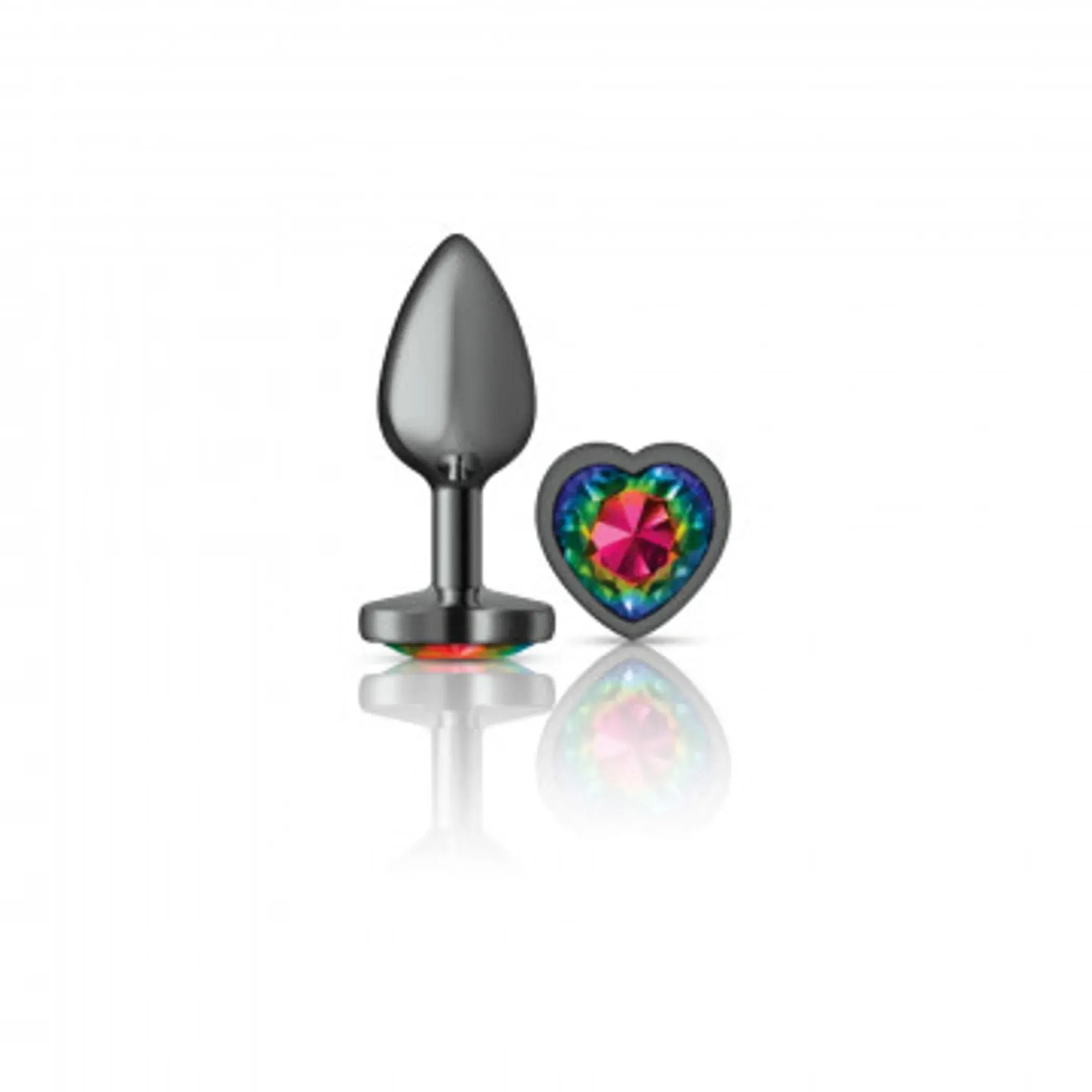 Cheeky Charms Heart Rainbow Small Gunmetal Butt Plug Viben
