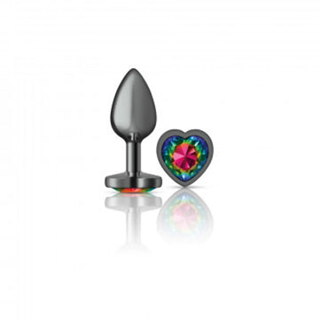 Cheeky Charms Heart Rainbow Small Gunmetal Butt Plug Viben