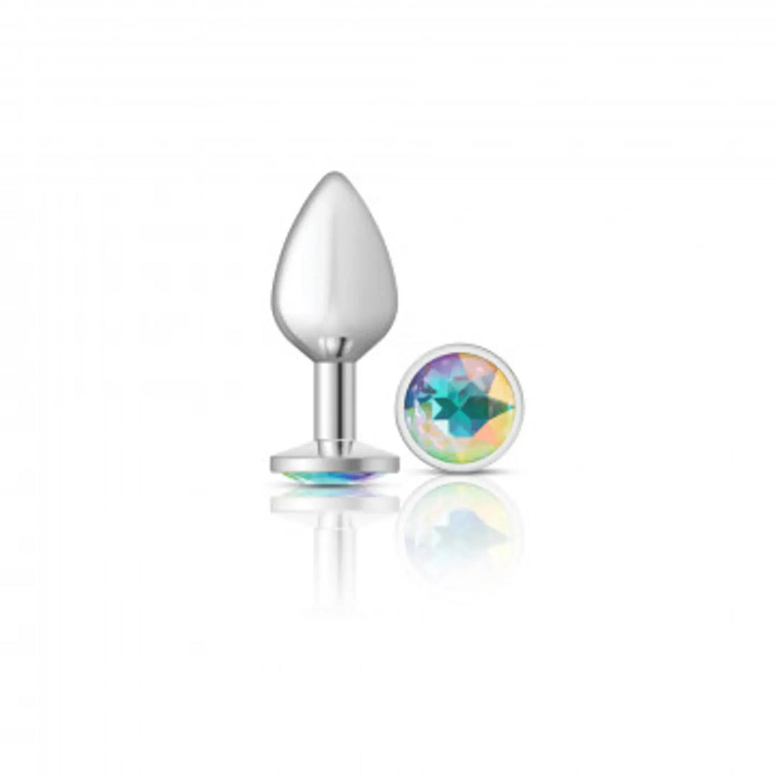 Cheeky Charms Medium Silver Plug With Clear Iridescent Gem Viben