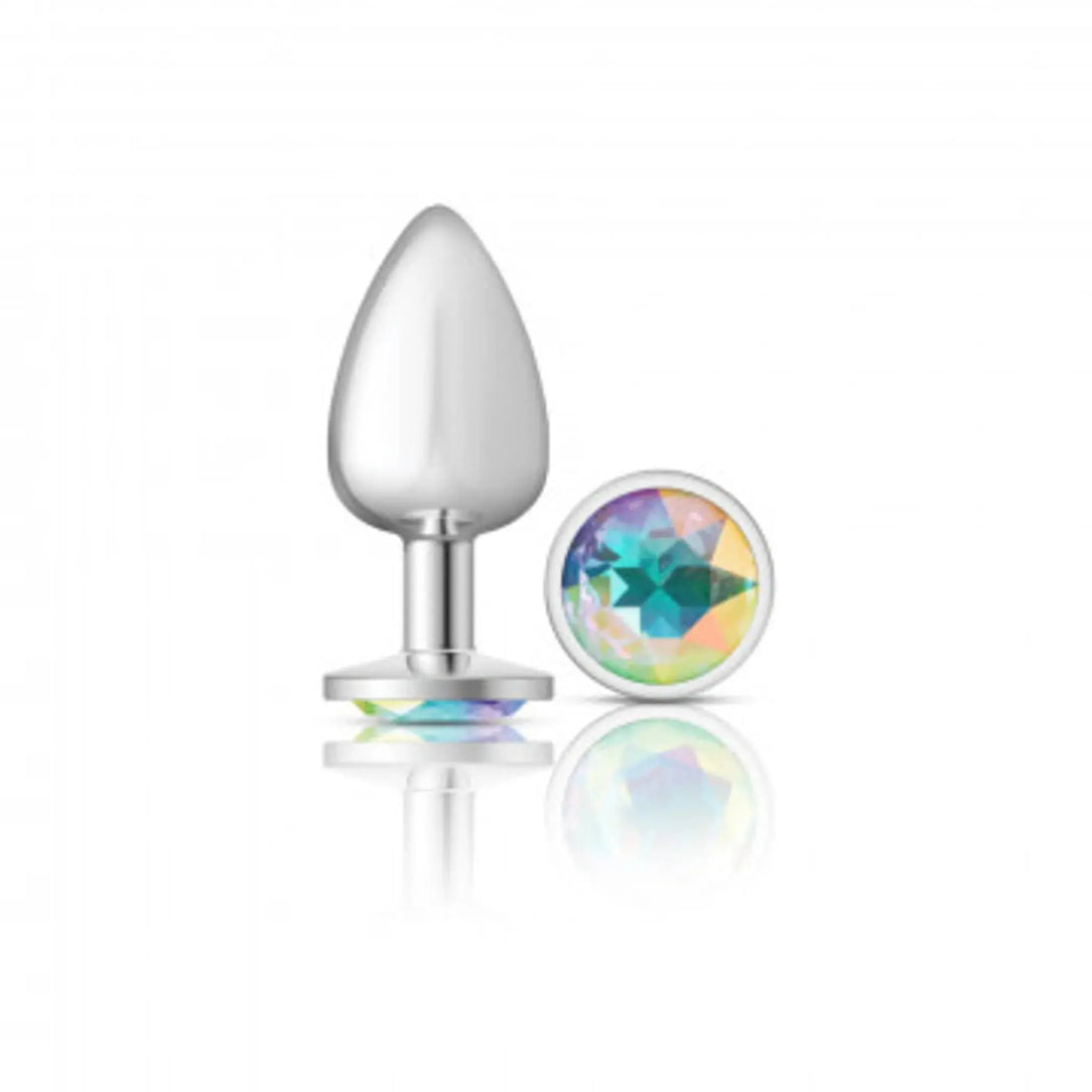 Cheeky Charms Round Clear Iridescent Large Silver Plug Viben