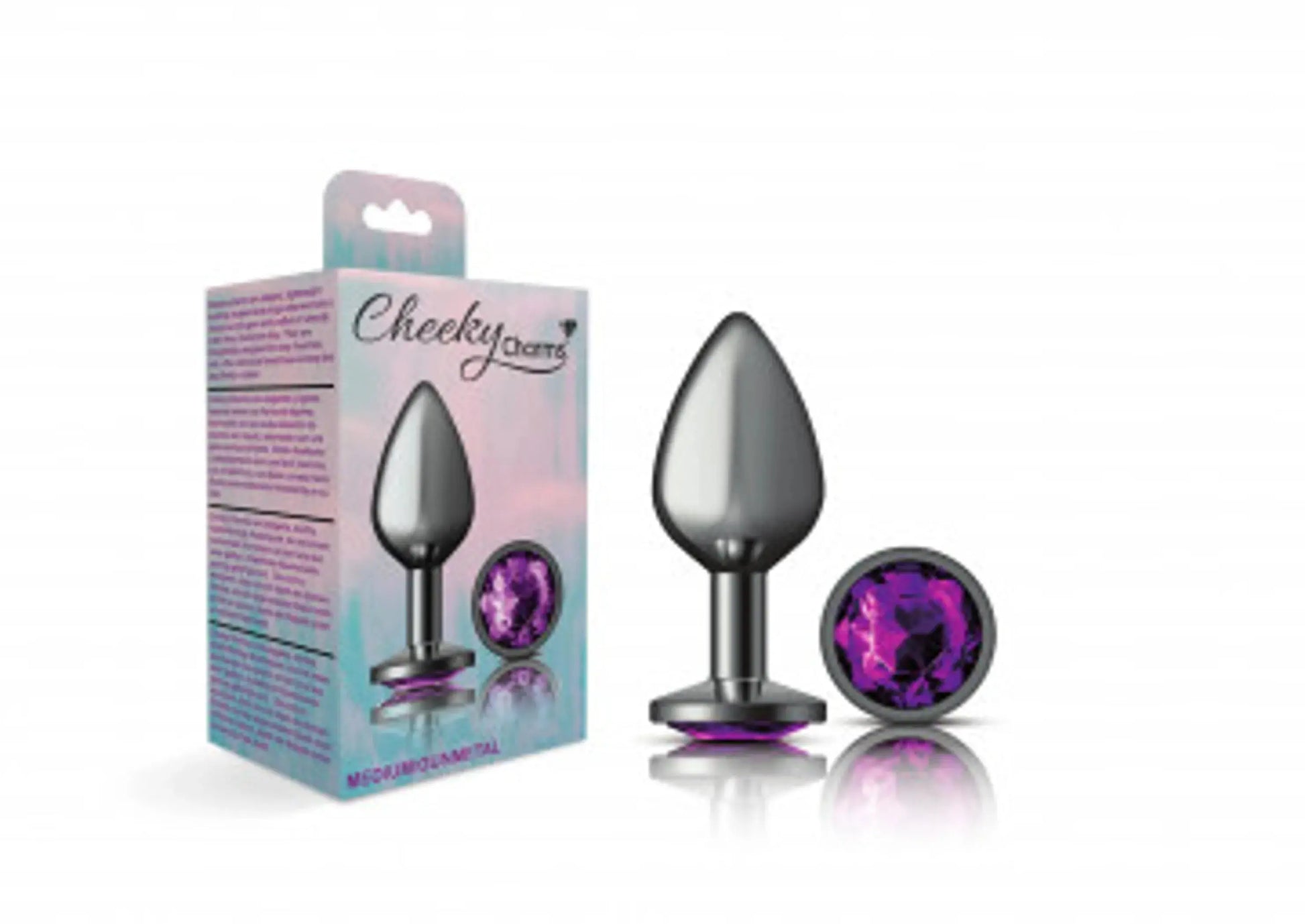 Cheeky Charms Round Purple Medium Gunmetal Butt Plug Viben