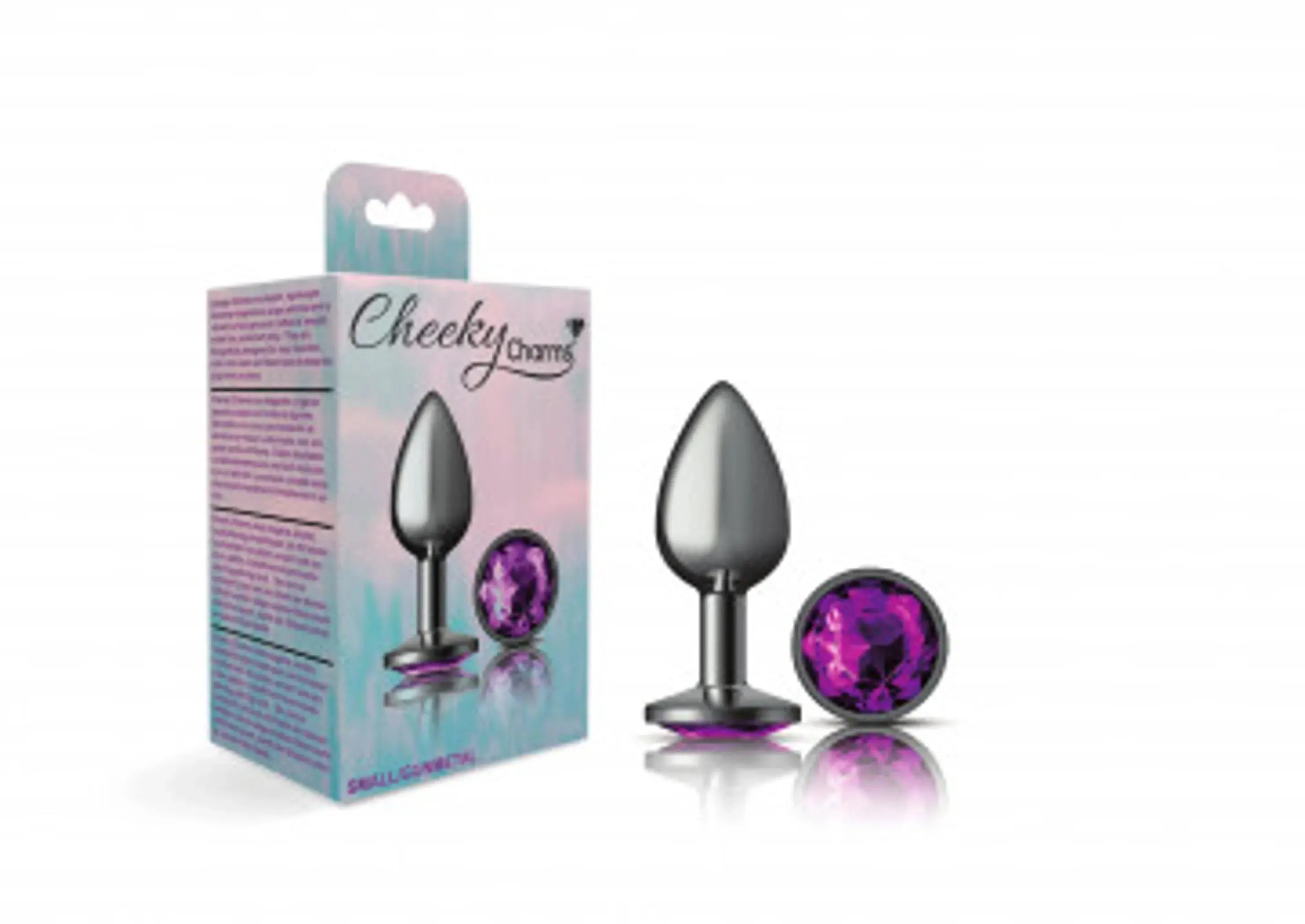 Cheeky Charms Round Purple Small Gunmetal Butt Plug Viben