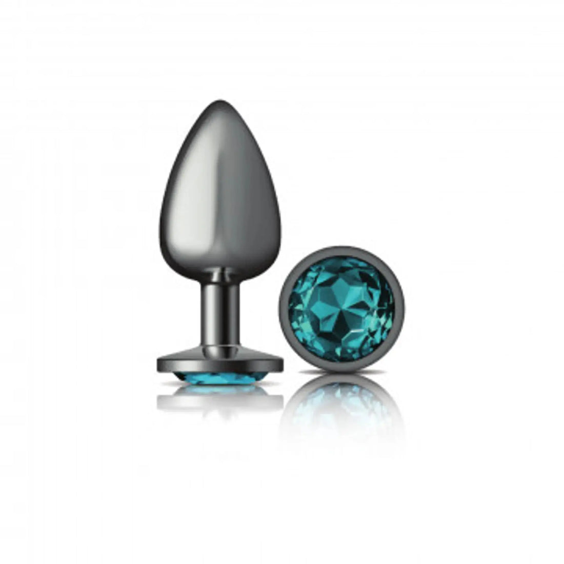 Cheeky Charms Round Teal Large Gunmetal Butt Plug Viben