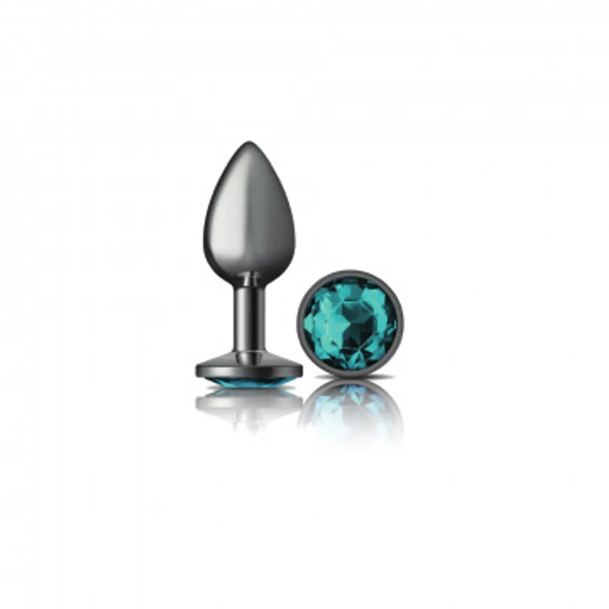 Cheeky Charms Round Teal Small Gunmetal Butt Plug Viben