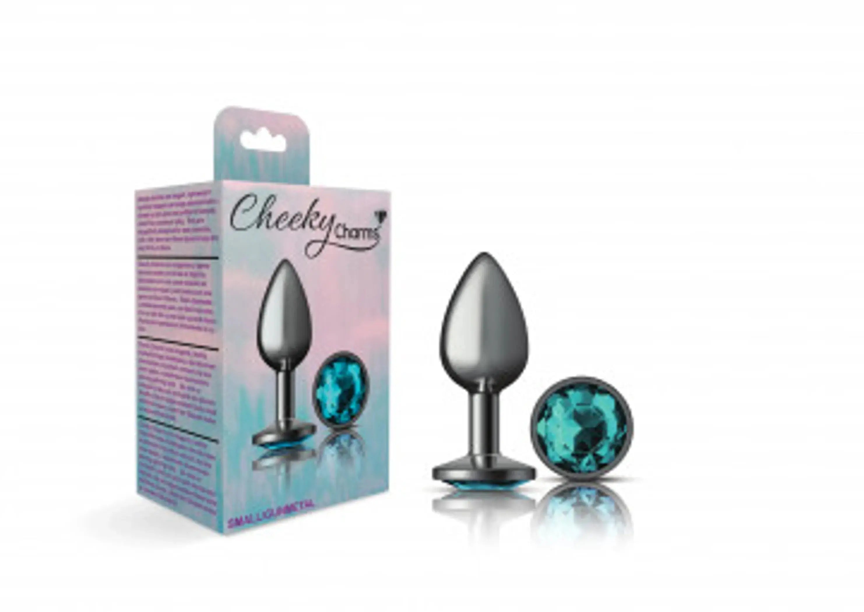 Cheeky Charms Round Teal Small Gunmetal Butt Plug Viben