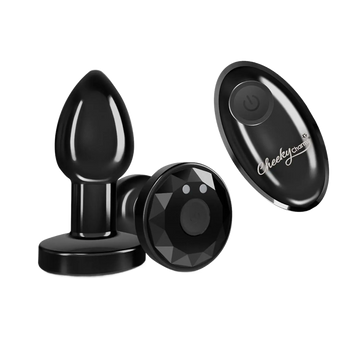 CHEEKY CHARMS VIBRATING METAL PLUG GUNMETAL SMALL W/ REMOTE Viben
