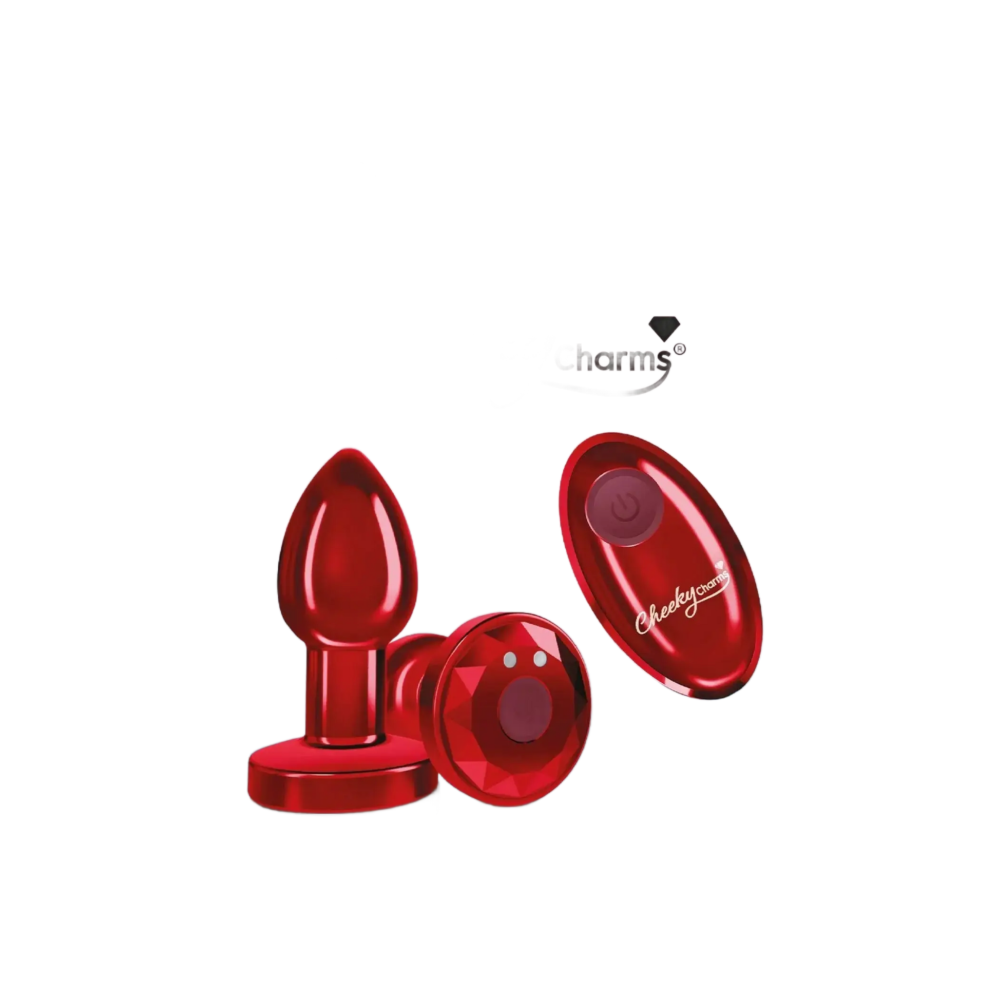 CHEEKY CHARMS VIBRATING METAL PLUG RED SMALL W/ REMOTE Viben