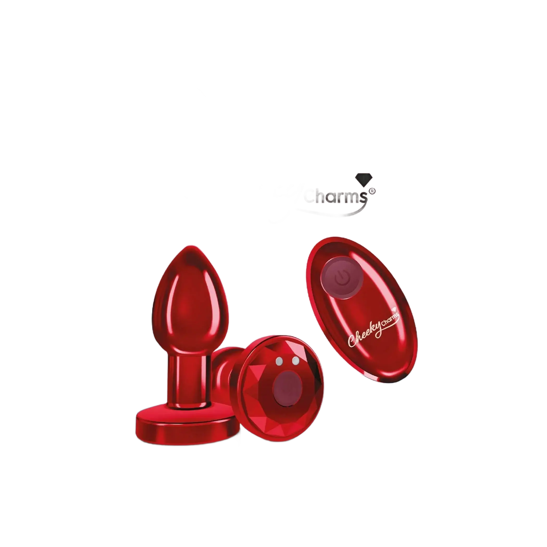 CHEEKY CHARMS VIBRATING METAL PLUG RED SMALL W/ REMOTE Viben