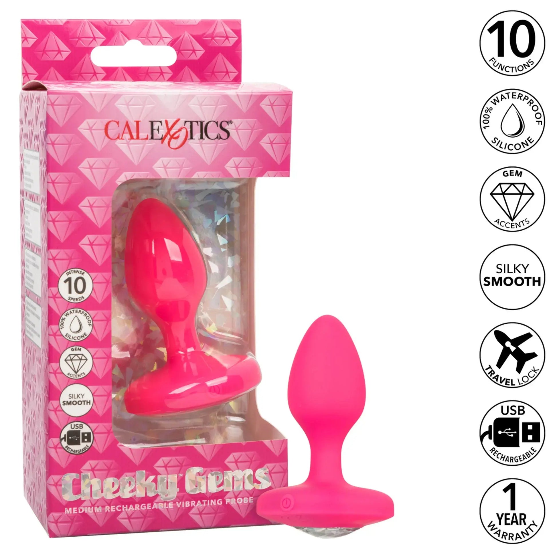 Cheeky Gems Vibrating Probe Medium Pink California Exotic Novelties