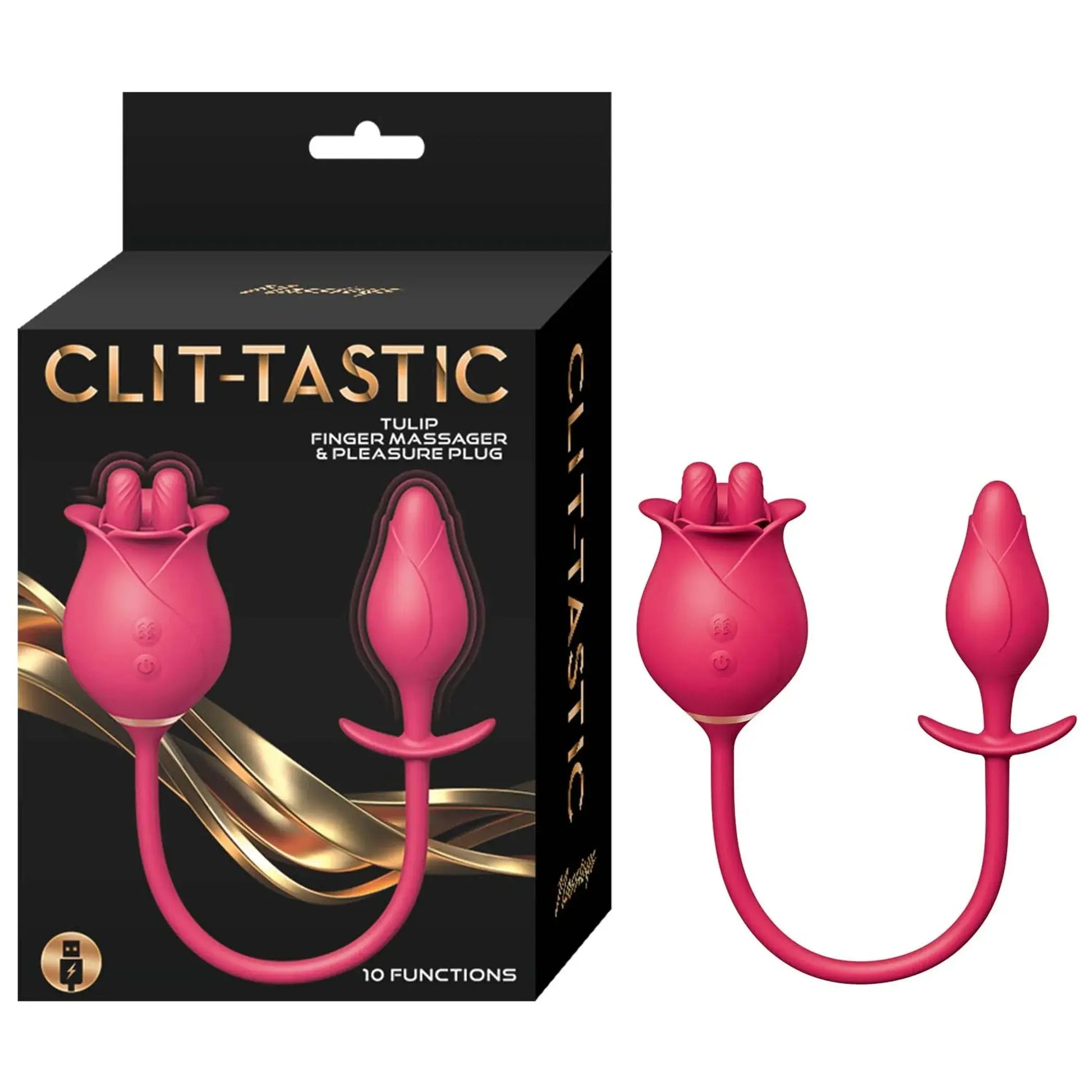 Clit-Tastic Tulip Finger Massager & Plug Red Nasstoys