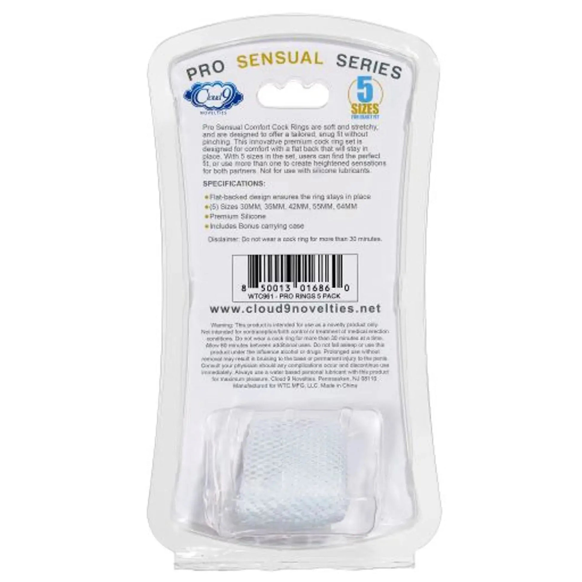 Cloud 9 Comfort Cock Rings With Flat Back 5-Pack Cloud 9 Novelties