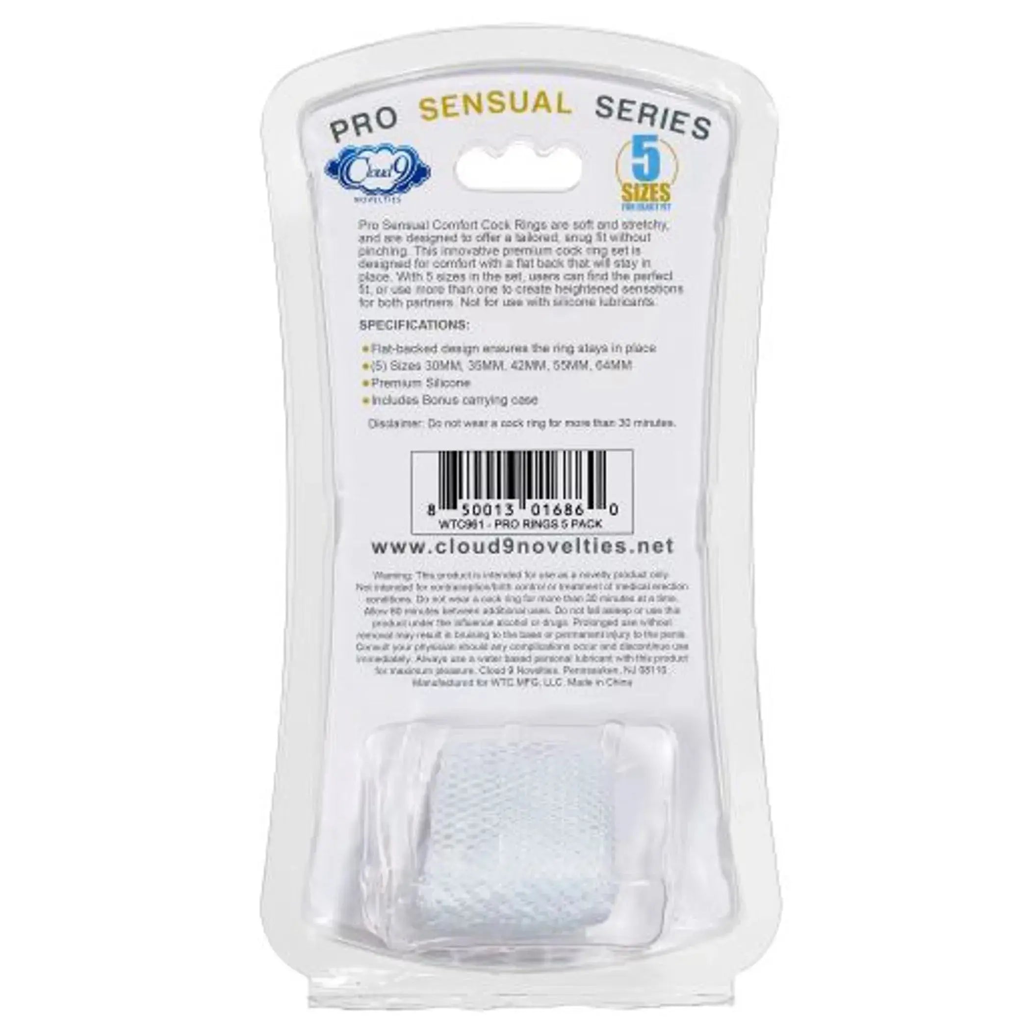 Cloud 9 Comfort Cock Rings With Flat Back 5-Pack Cloud 9 Novelties