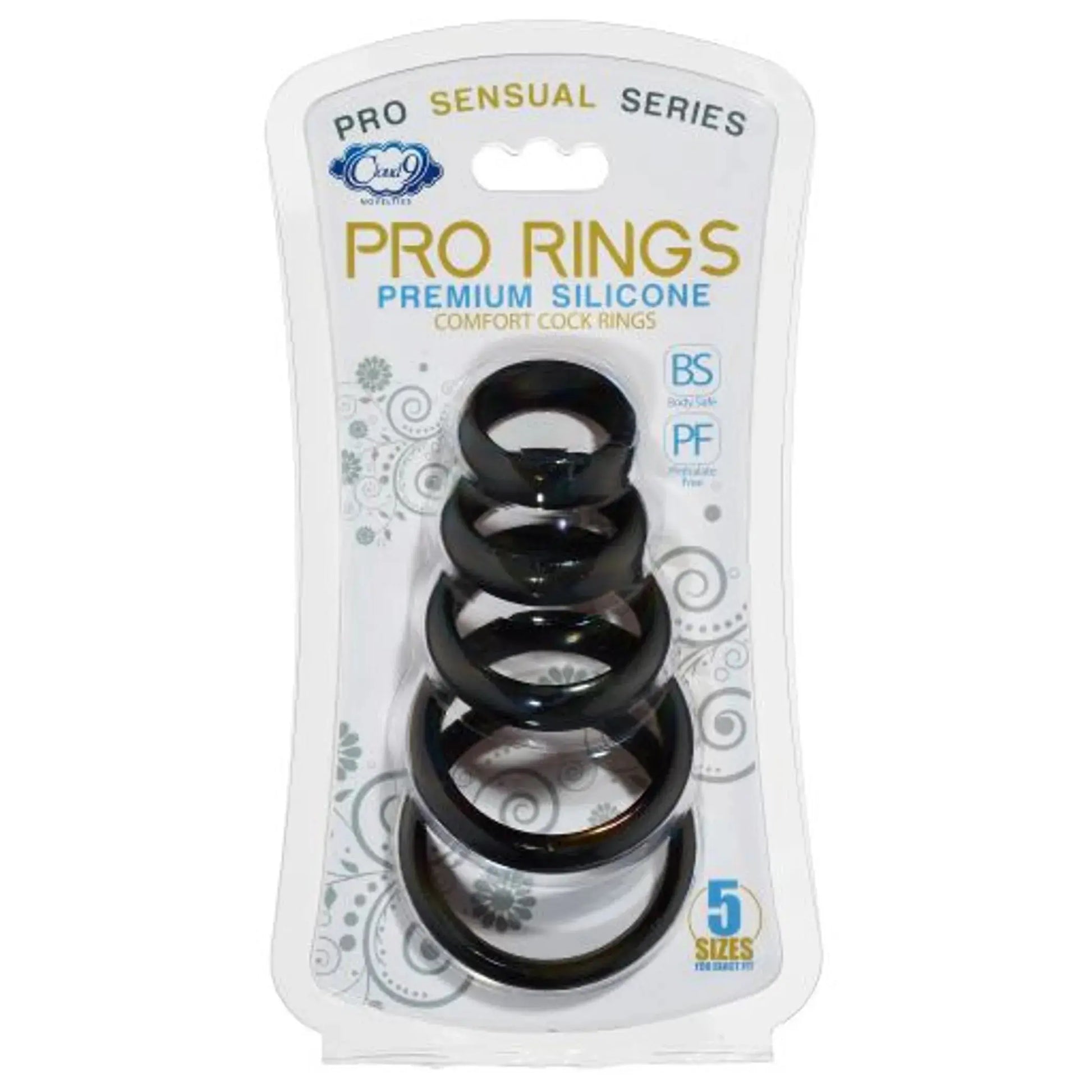 Cloud 9 Comfort Cock Rings With Flat Back 5-Pack Cloud 9 Novelties
