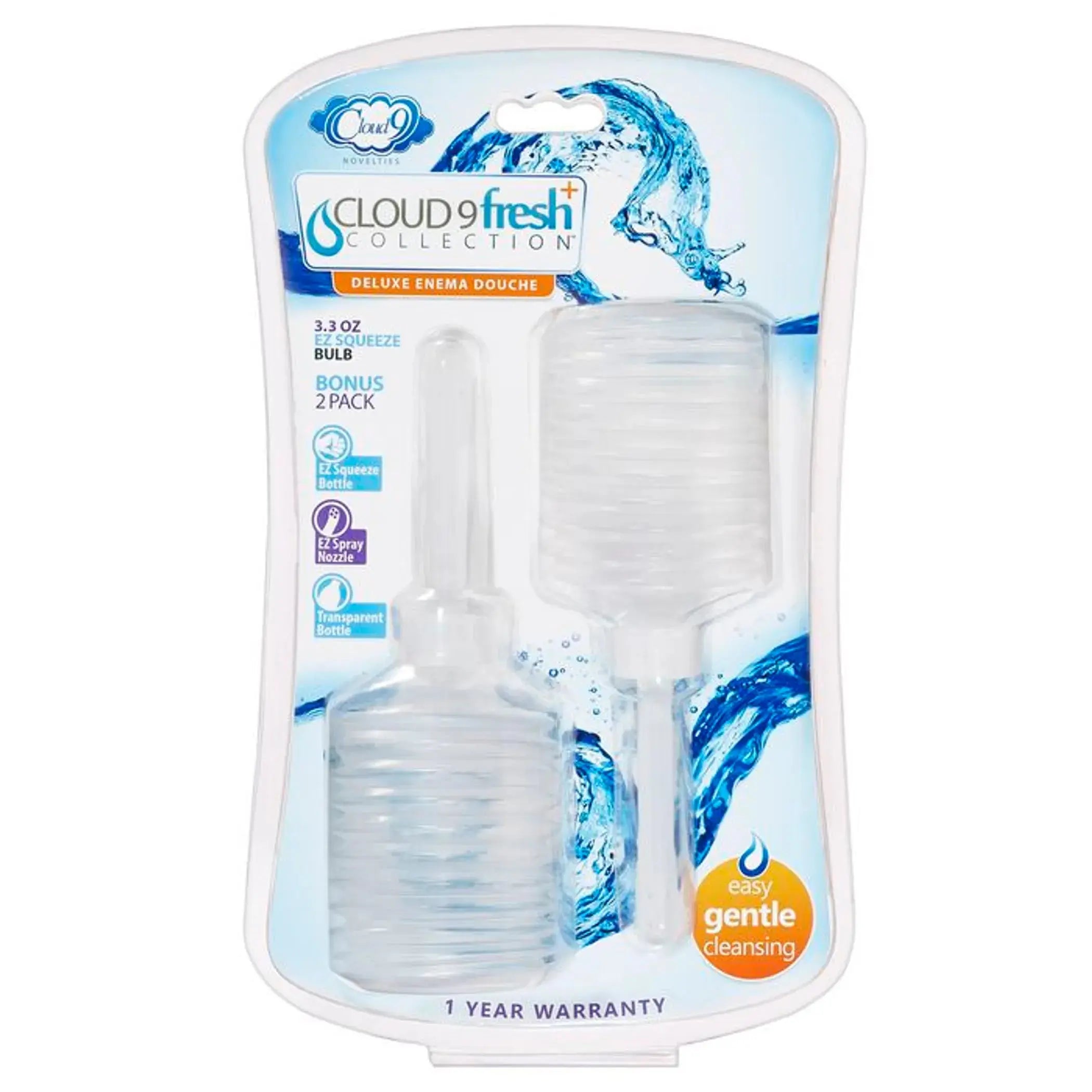 Cloud 9 Fresh Portable Enema Douche 3.3 oz Ez Squeeze Bulb 2 Pack Cloud 9 Novelties