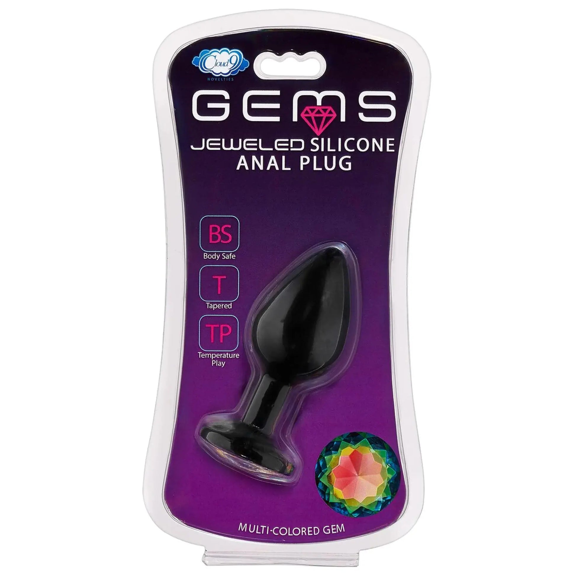 Cloud 9 Gems Black Silicone Medium Anal Plug Cloud 9 Novelties