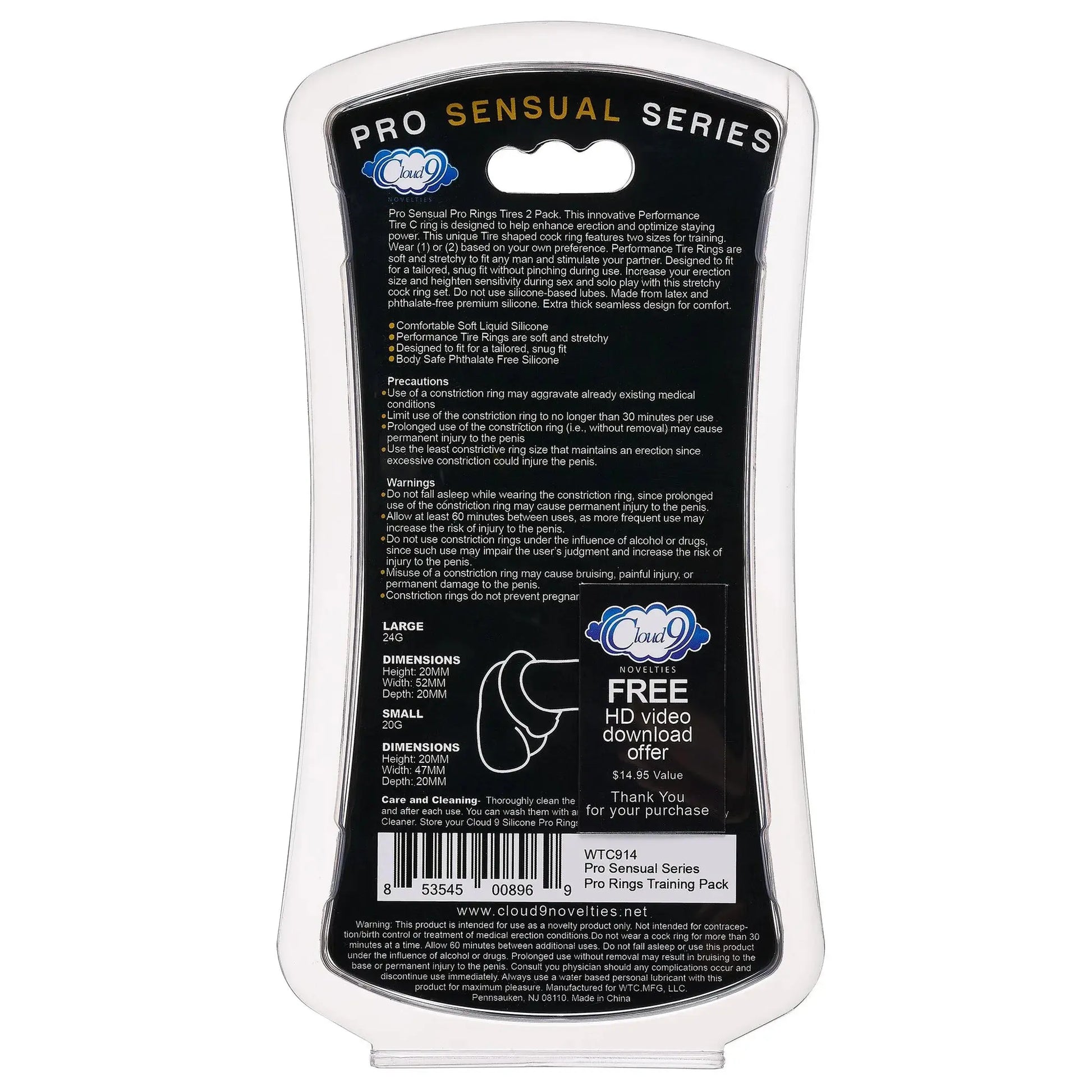 Cloud 9 Pro Rings Liquid Silicone Tires 2 Pack Black Cloud 9 Novelties